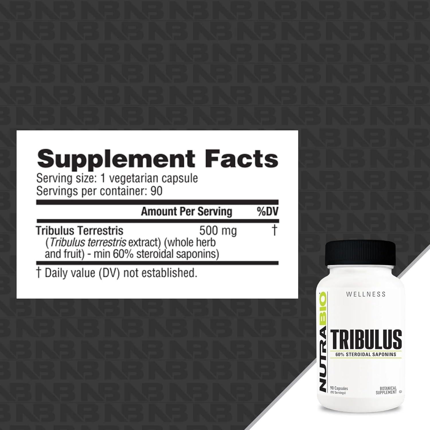 Suplemento Tribulus Terrestris NutraBio 500mg 90 Cápsulas