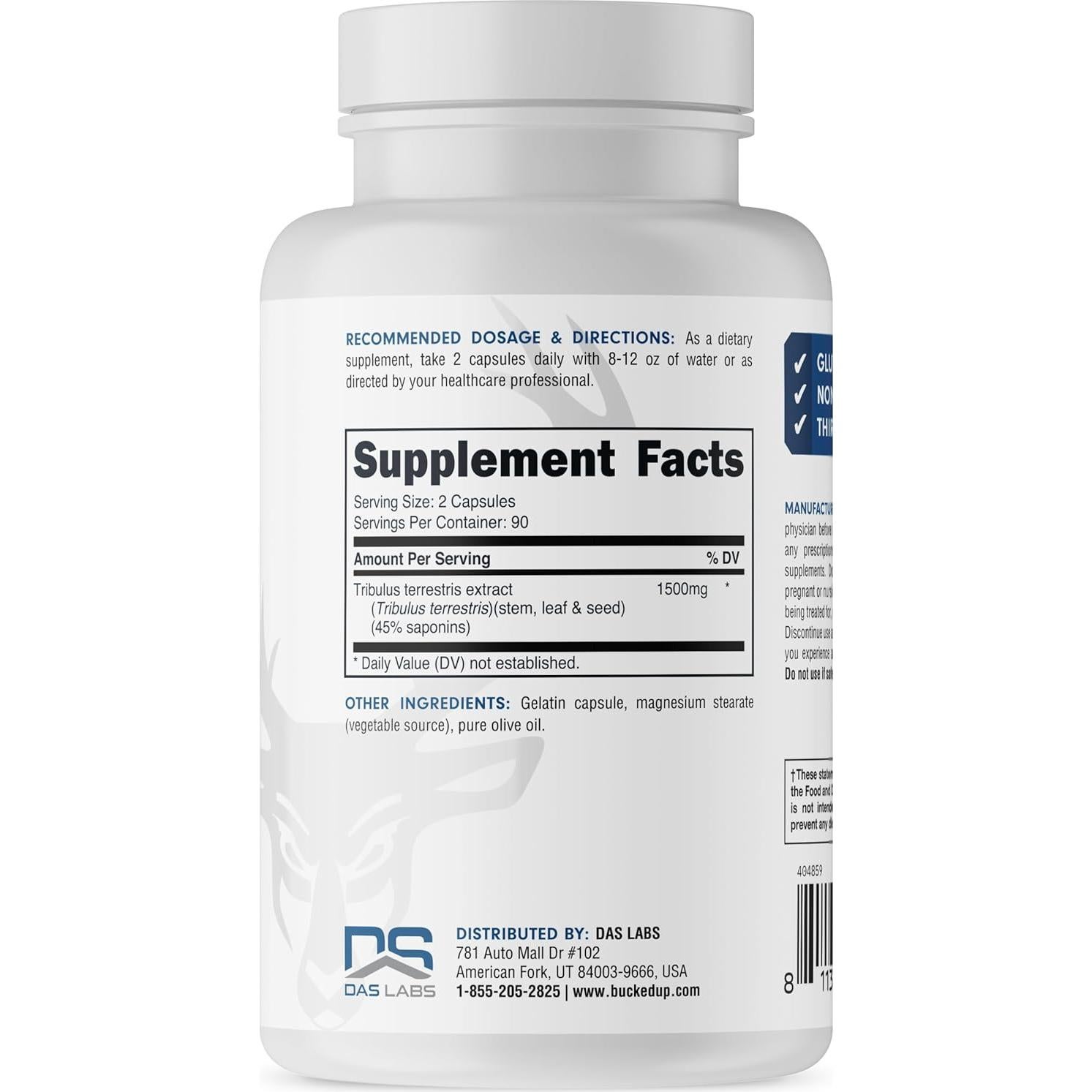 Suplemento Tribulus 1500mg Bucked Up - 180 Cápsulas