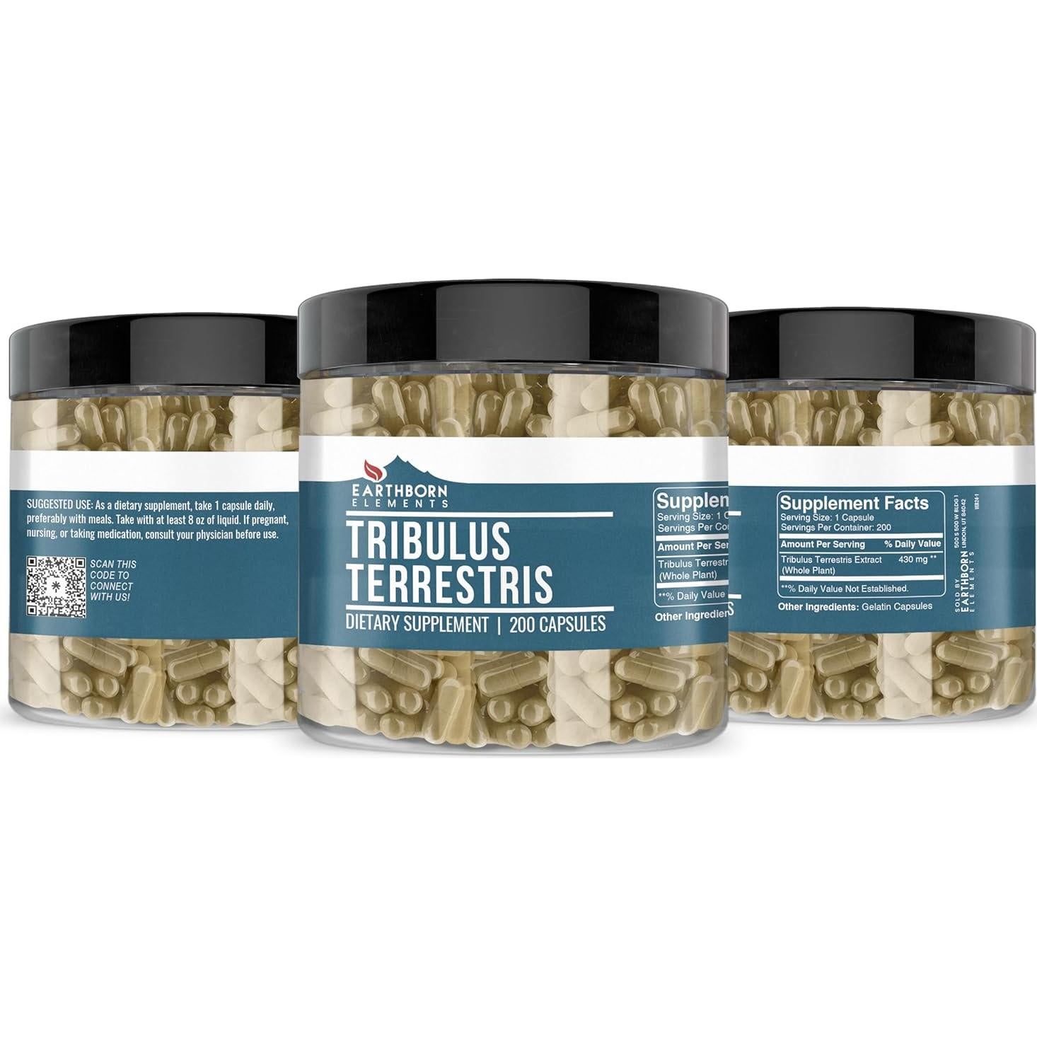 Cápsulas de Tribulus Terrestris Elementos de la Tierra 200 Unidades