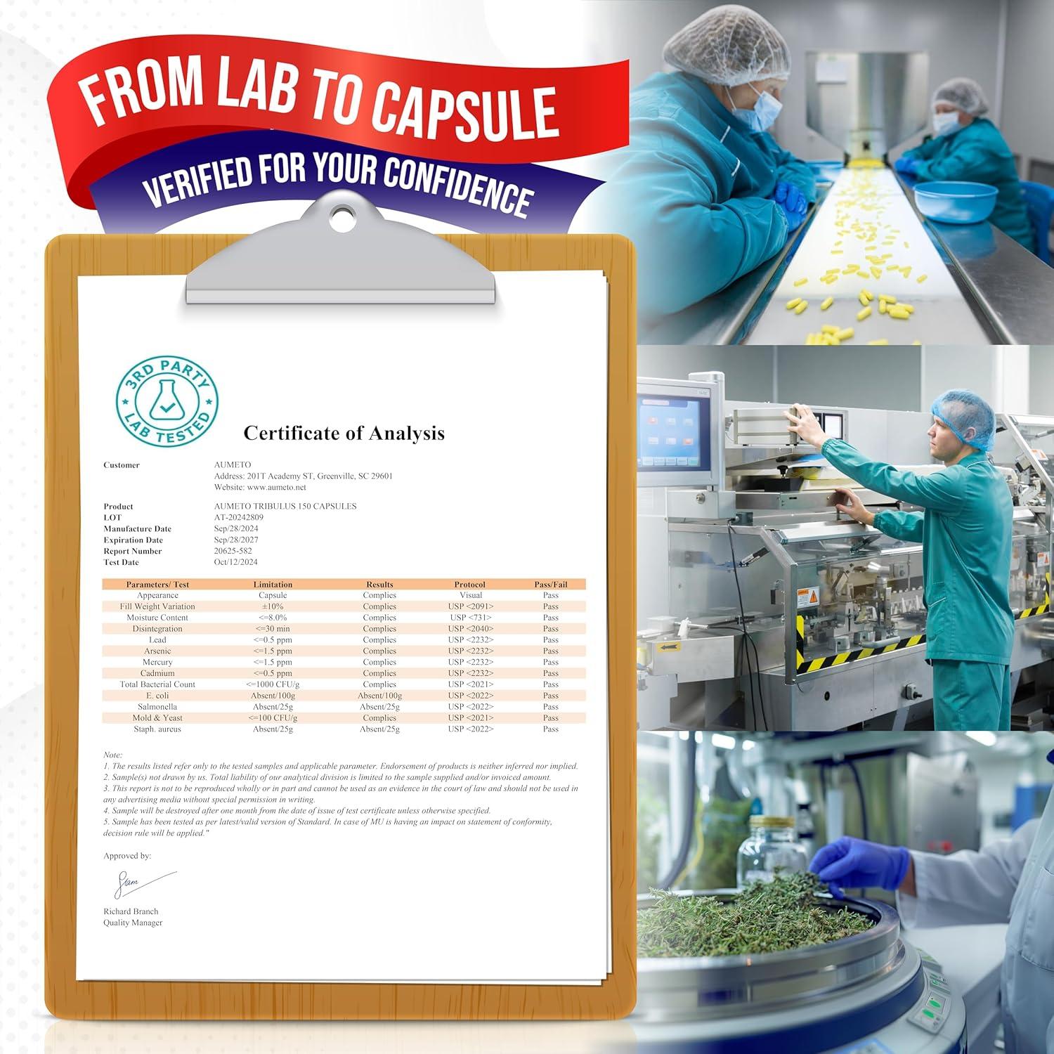 Tribulus Terrestris 98% Saponinas Aumeto 90 Cápsulas Energía