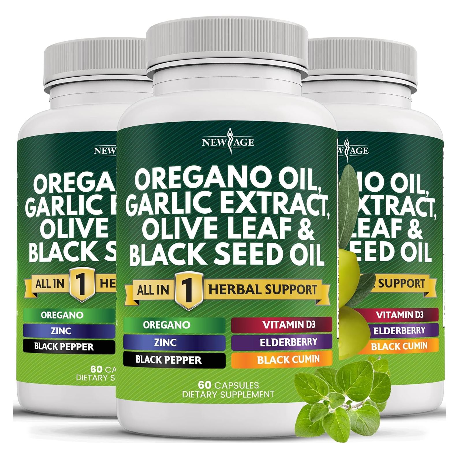 Suplemento New Age Aceite de Orégano y Ajo 180 Cápsulas