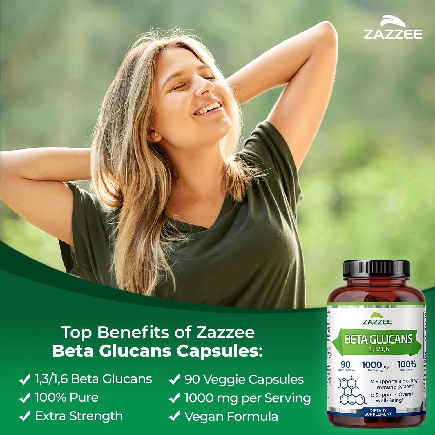 Beta Glucanos Zazzee 1000 mg 90 Cápsulas Veganas 100% Naturales