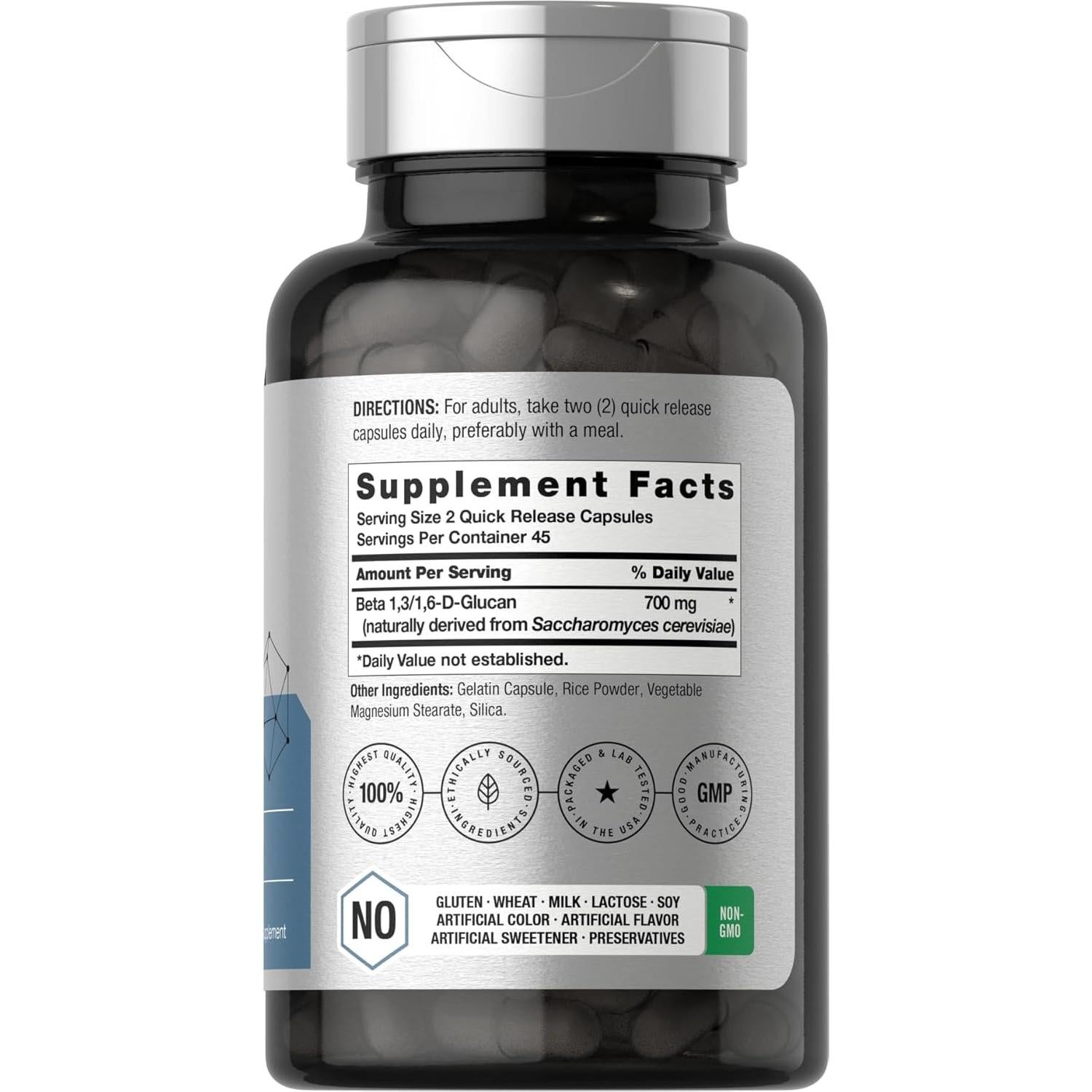 Suplemento Beta Glucano Horbaach 700 mg 90 Cápsulas Sin OGM