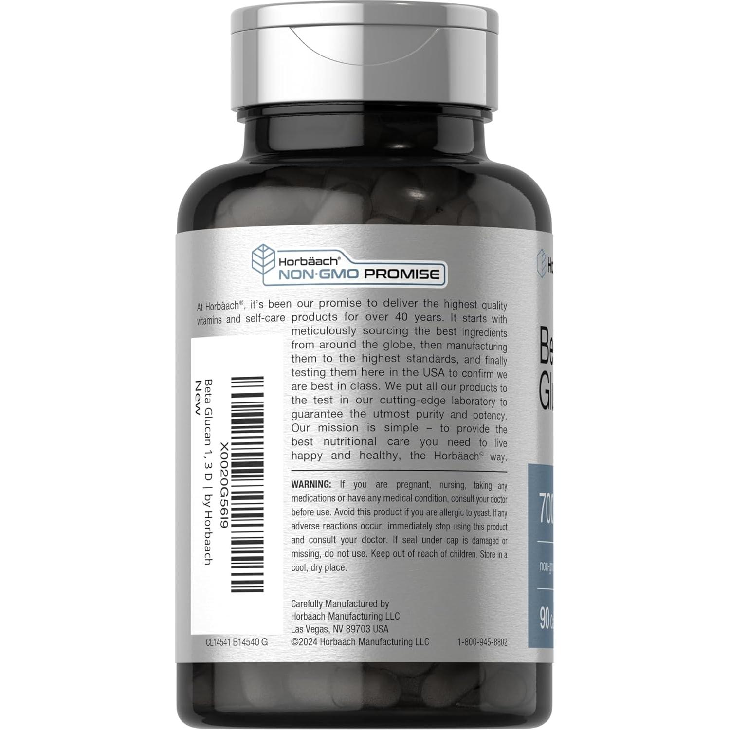 Suplemento Beta Glucano Horbaach 700 mg 90 Cápsulas Sin OGM