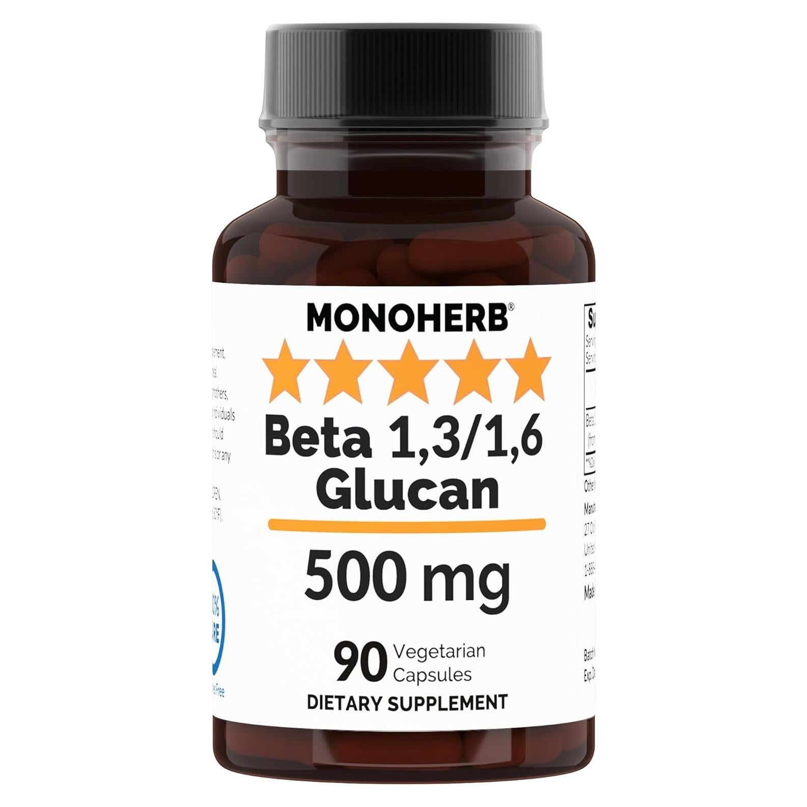 Cápsulas Veganas MONOHERB Beta 1,3/1,6 Glucano 500 mg - 90 Unidades
