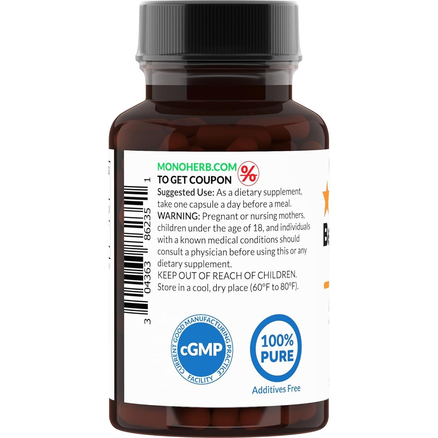 Cápsulas Veganas MONOHERB Beta 1,3/1,6 Glucano 500 mg - 90 Unidades