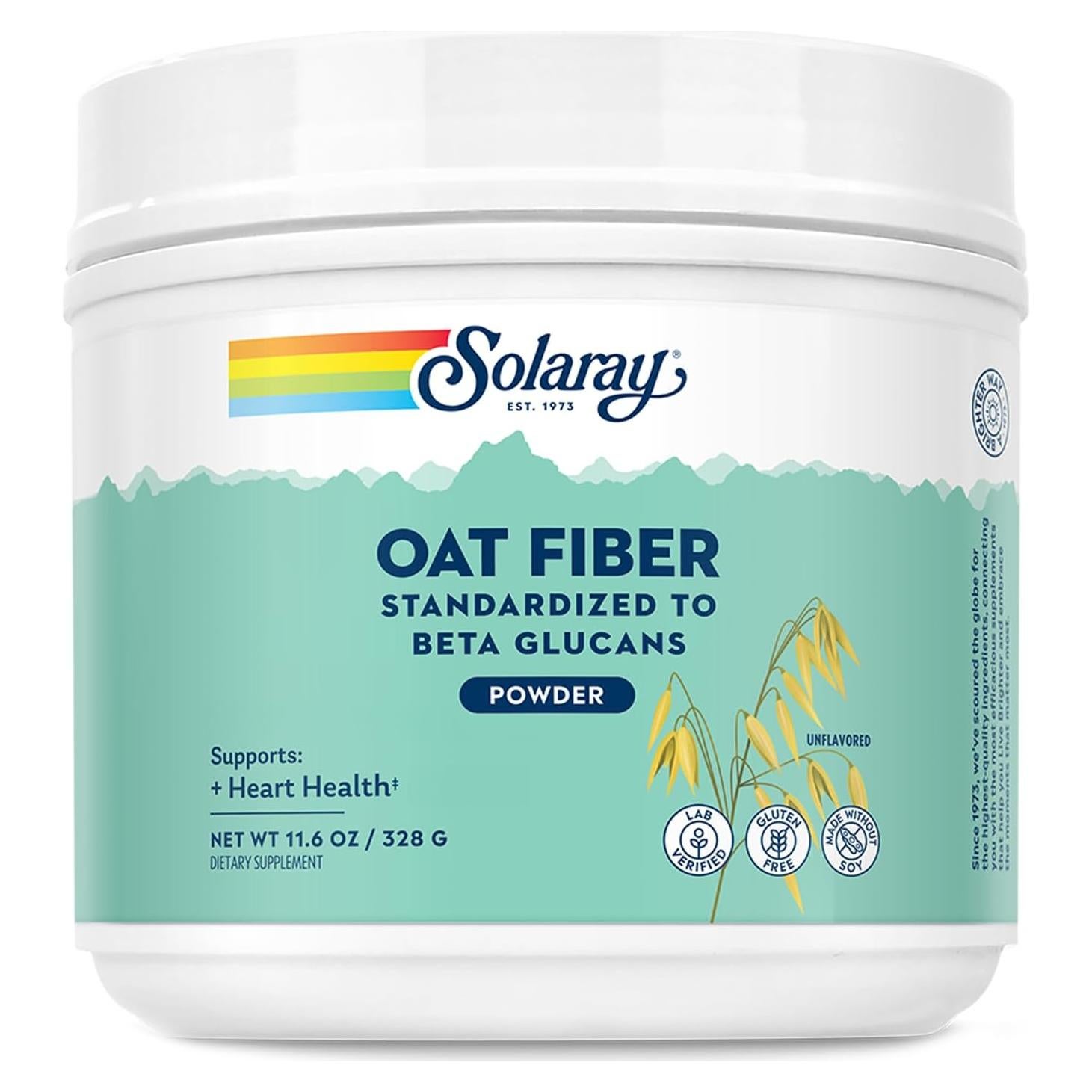 Fibra de Avena Solaray - Suplemento en Polvo 329g - Sin Gluten, Vegano