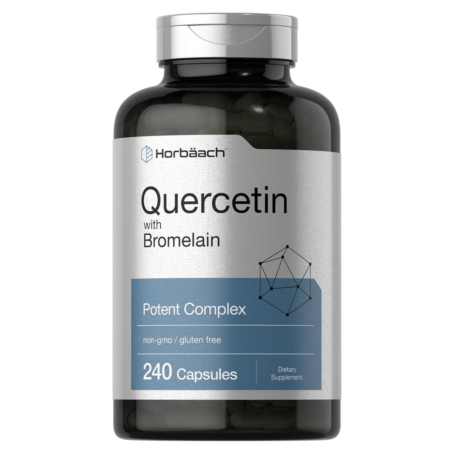 Suplemento Quercetina y Bromelina Horbäch | 240 Cápsulas | Sin OGM y Gluten