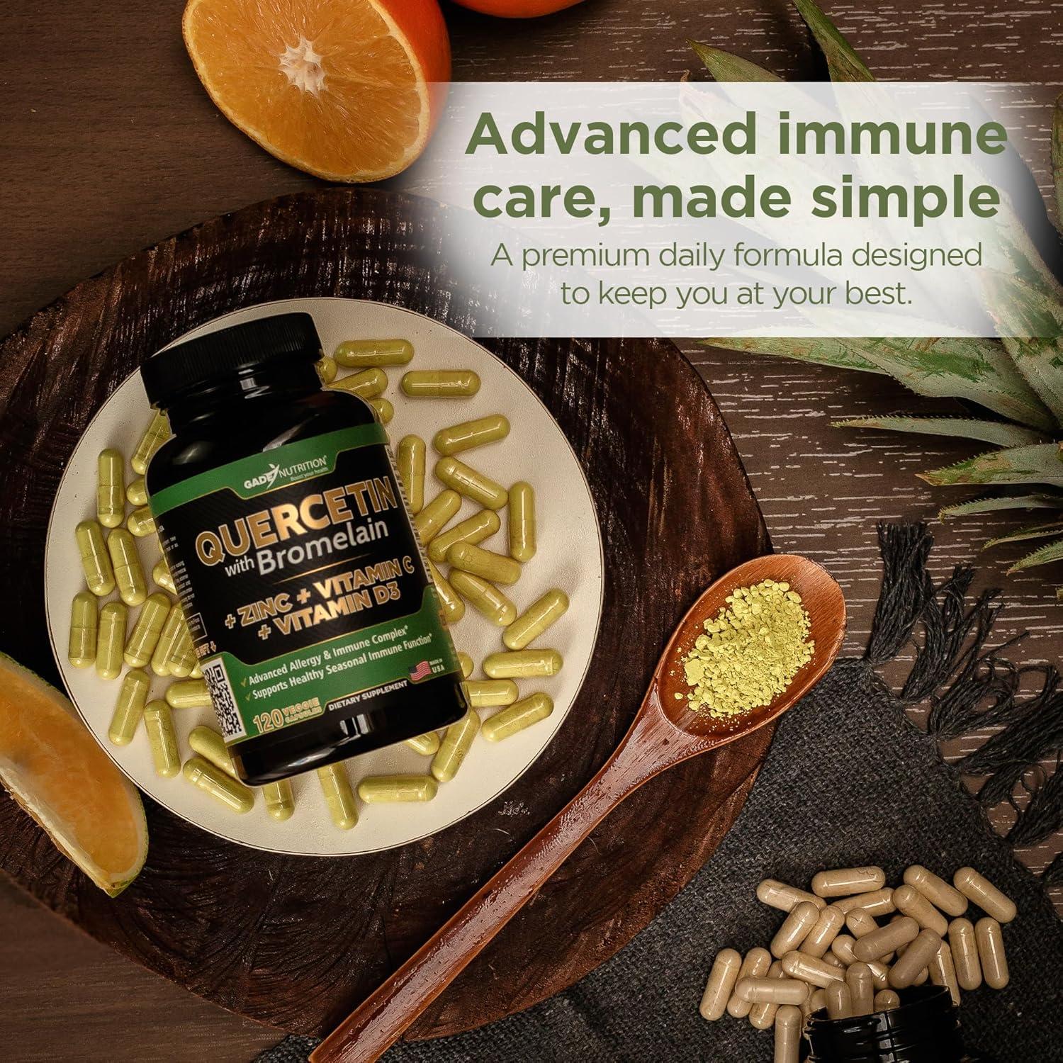 Gade Nutrition Quercetina con Bromelina y Vitaminas C, D3 y Zinc