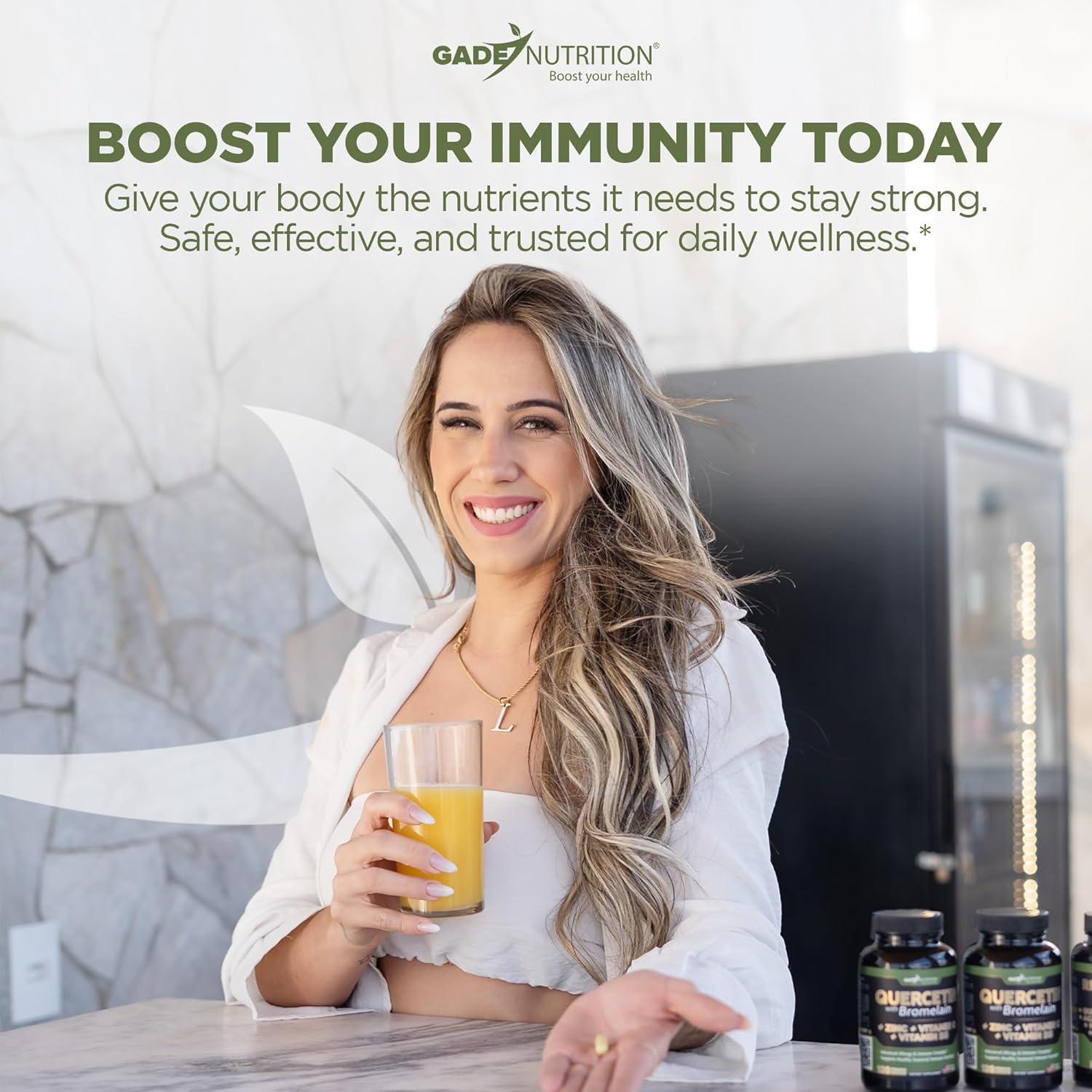 Gade Nutrition Quercetina con Bromelina y Vitaminas C, D3 y Zinc