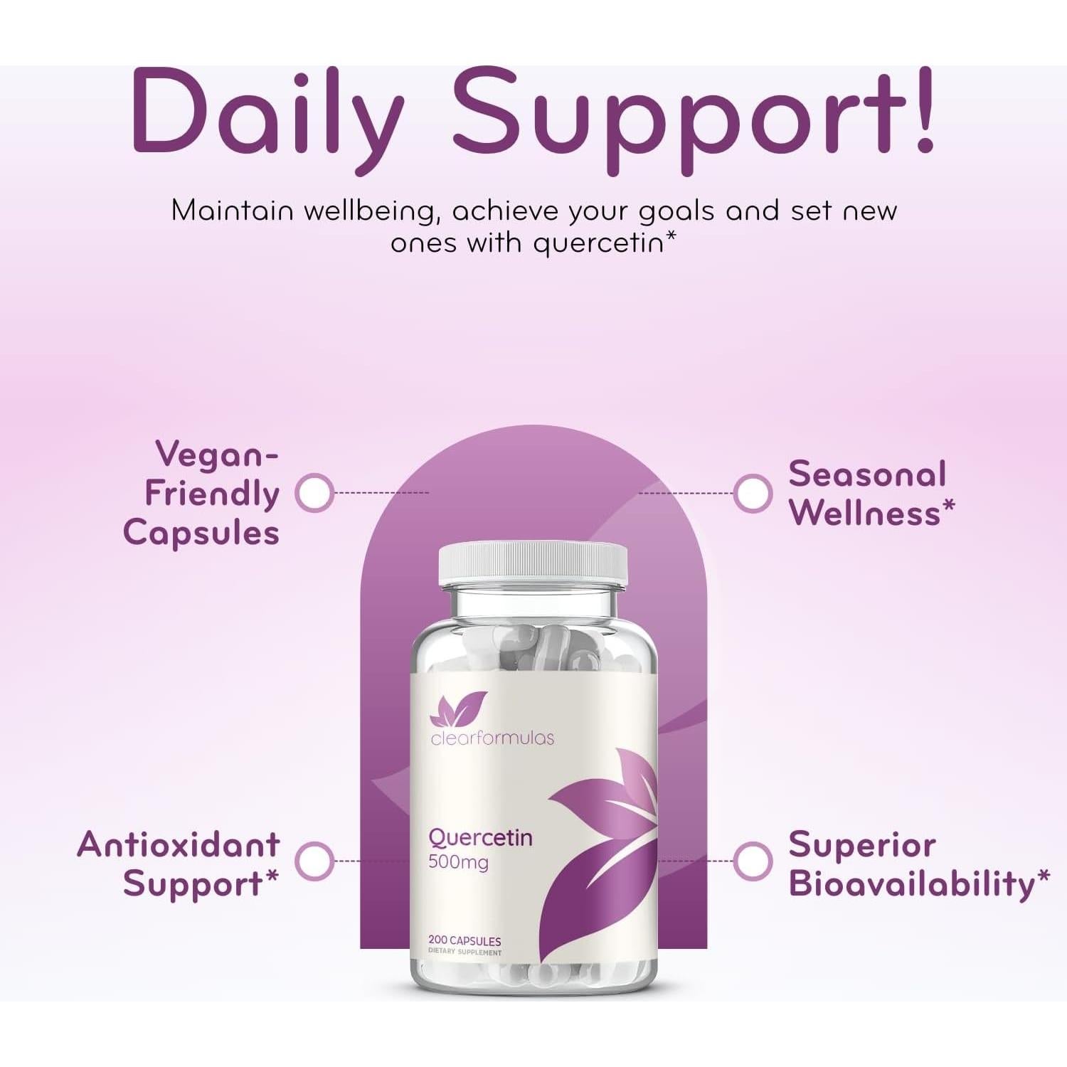 Cápsulas de Quercetina 500mg ClearFormulas - Antioxidante Vegano