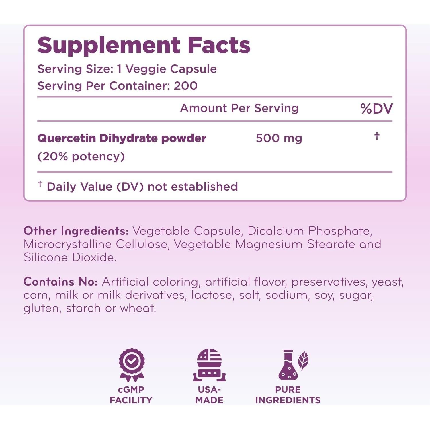 Cápsulas de Quercetina 500mg ClearFormulas - Antioxidante Vegano