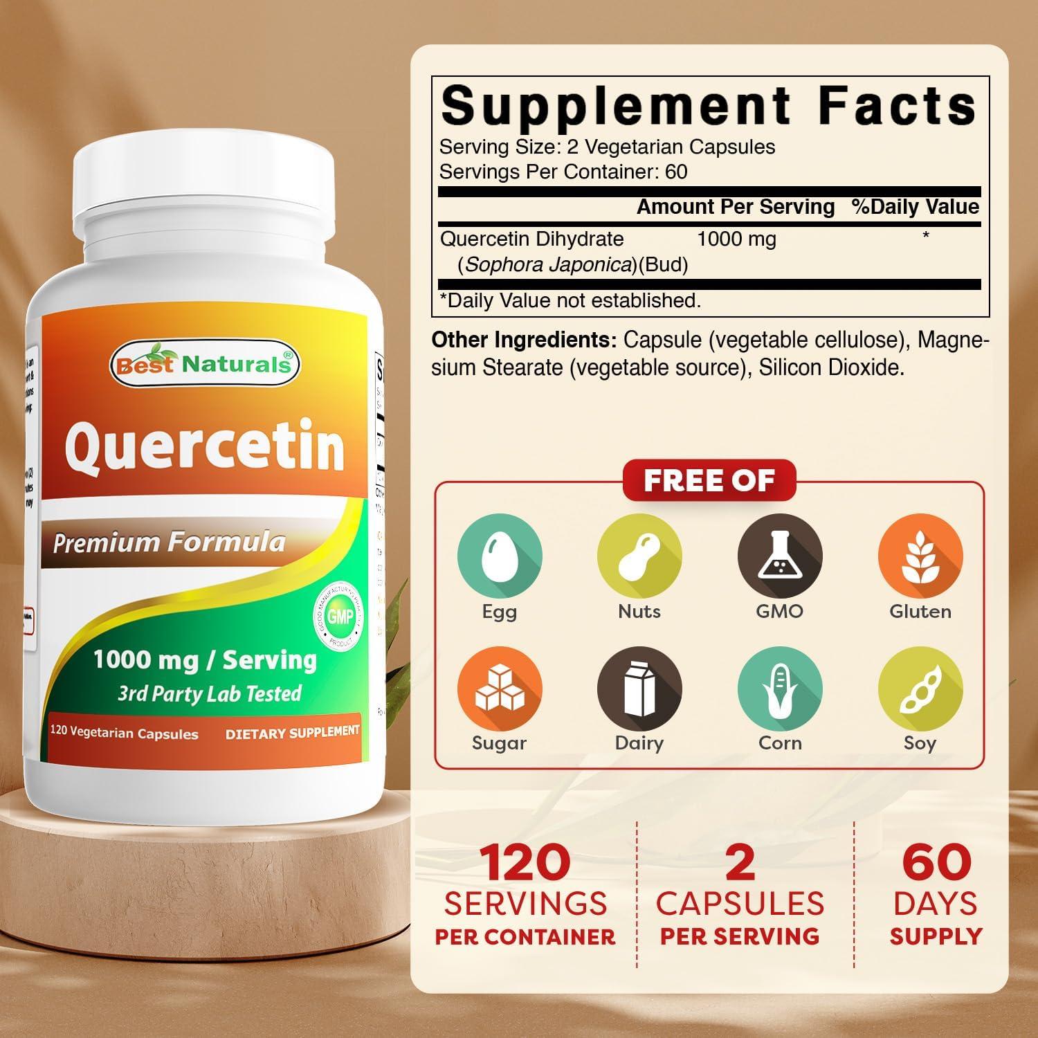 Quercetina 1000 mg Mejores Naturales - 120 Cápsulas Vegetales