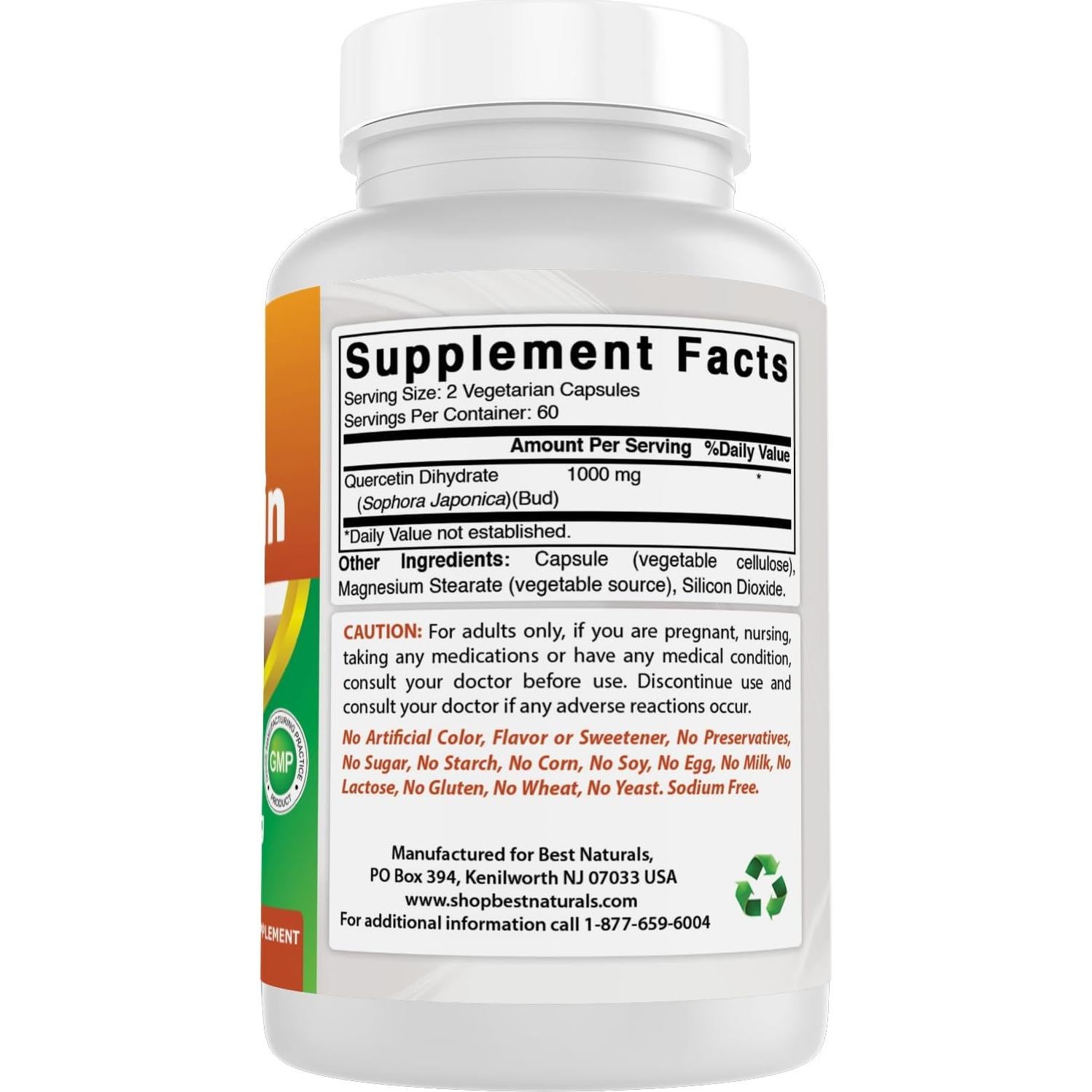 Quercetina 1000 mg Mejores Naturales - 120 Cápsulas Vegetales