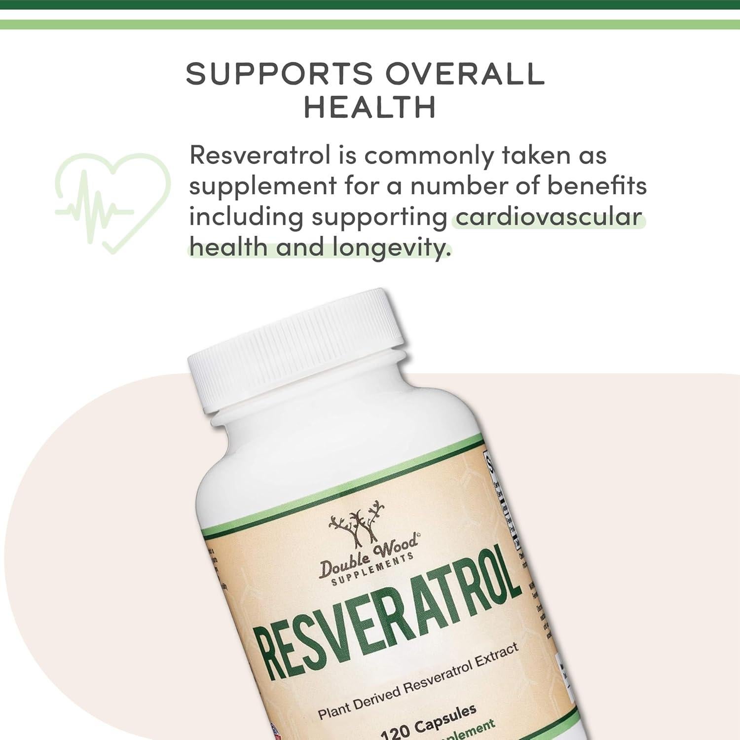 Suplemento de Resveratrol 500mg Double Wood 120 Cápsulas