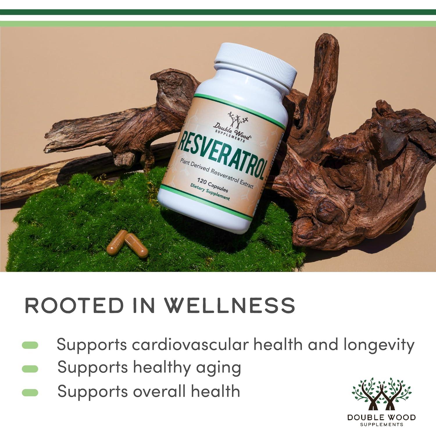 Suplemento de Resveratrol 500mg Double Wood 120 Cápsulas