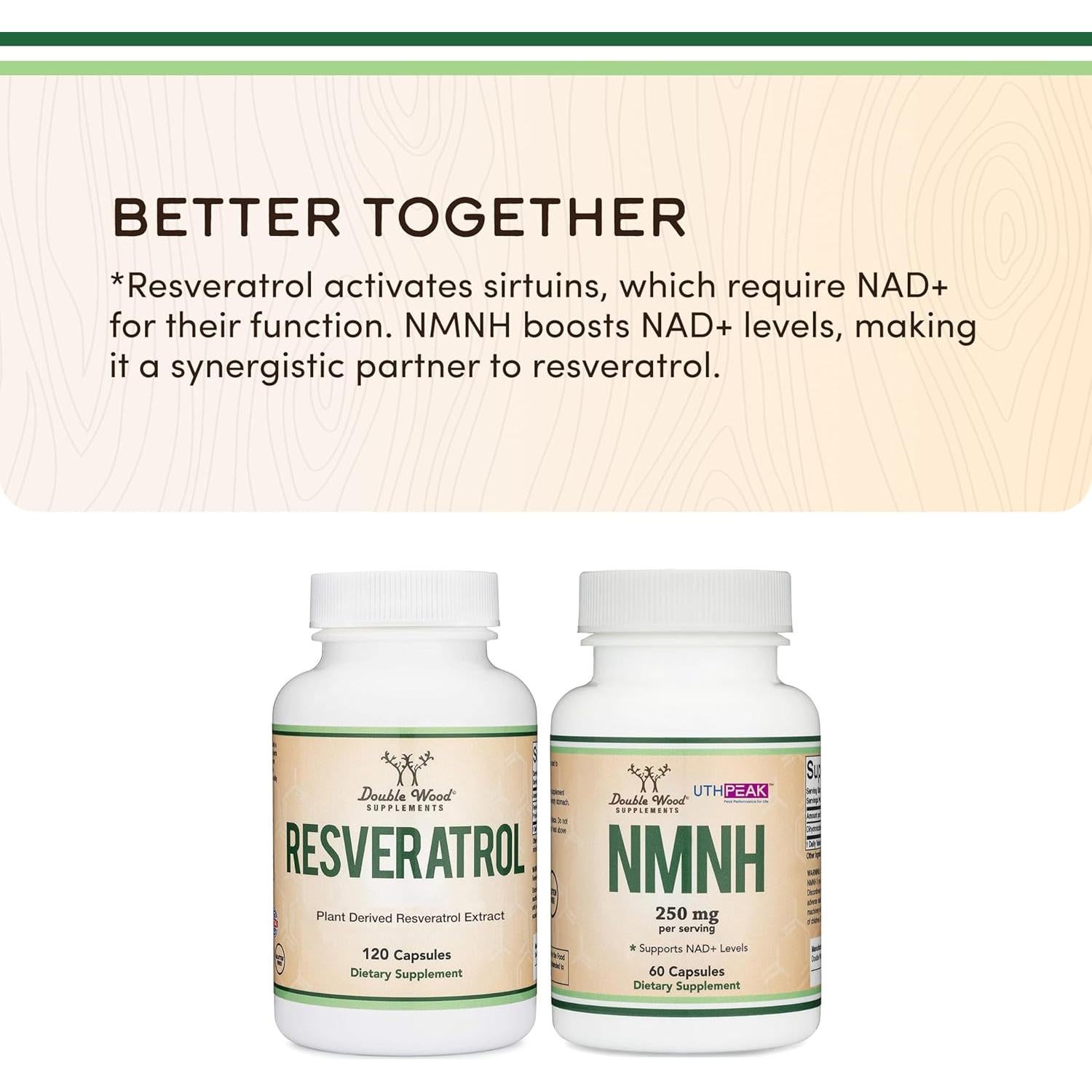 Suplemento de Resveratrol 500mg Double Wood 120 Cápsulas