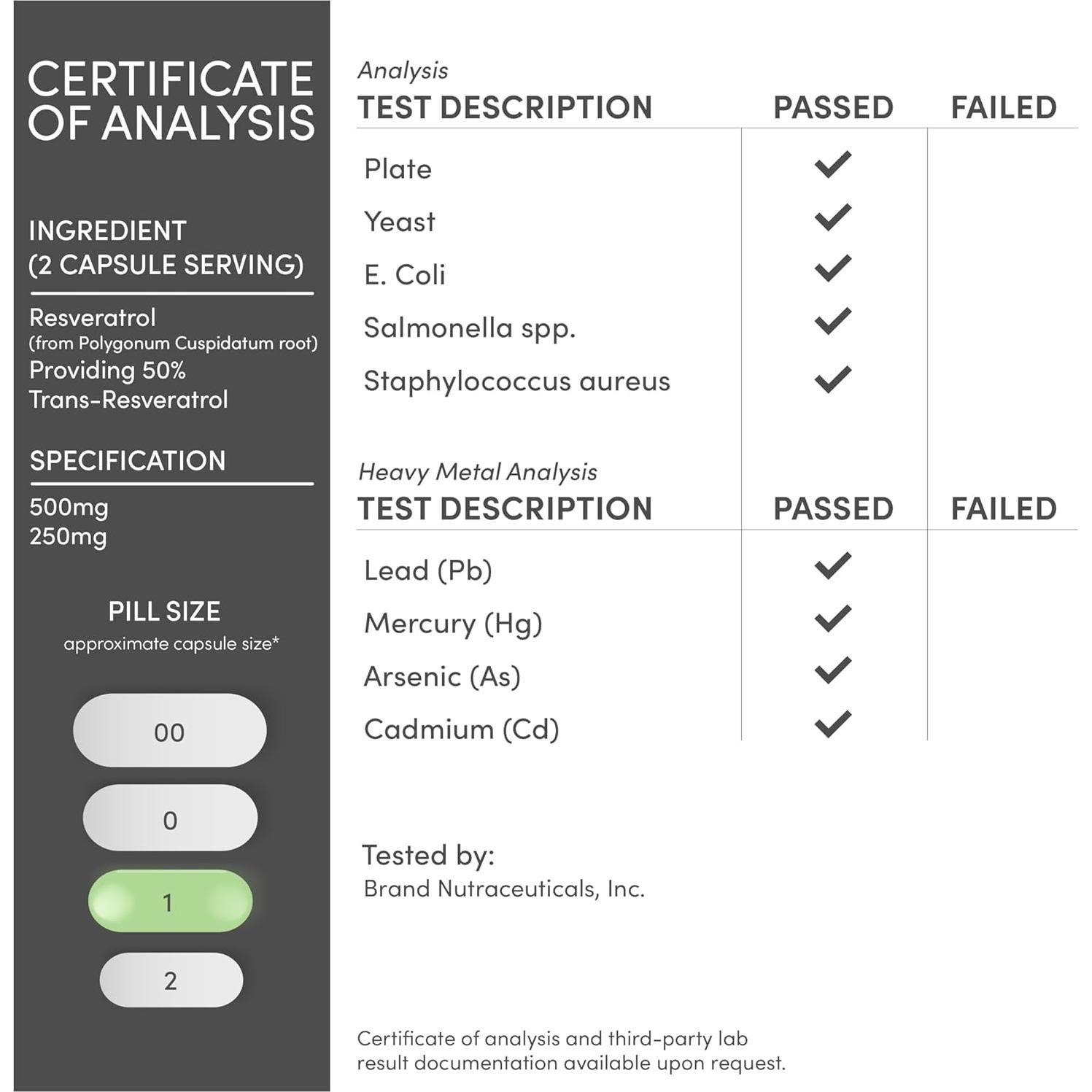 Suplemento de Resveratrol 500mg Double Wood 120 Cápsulas