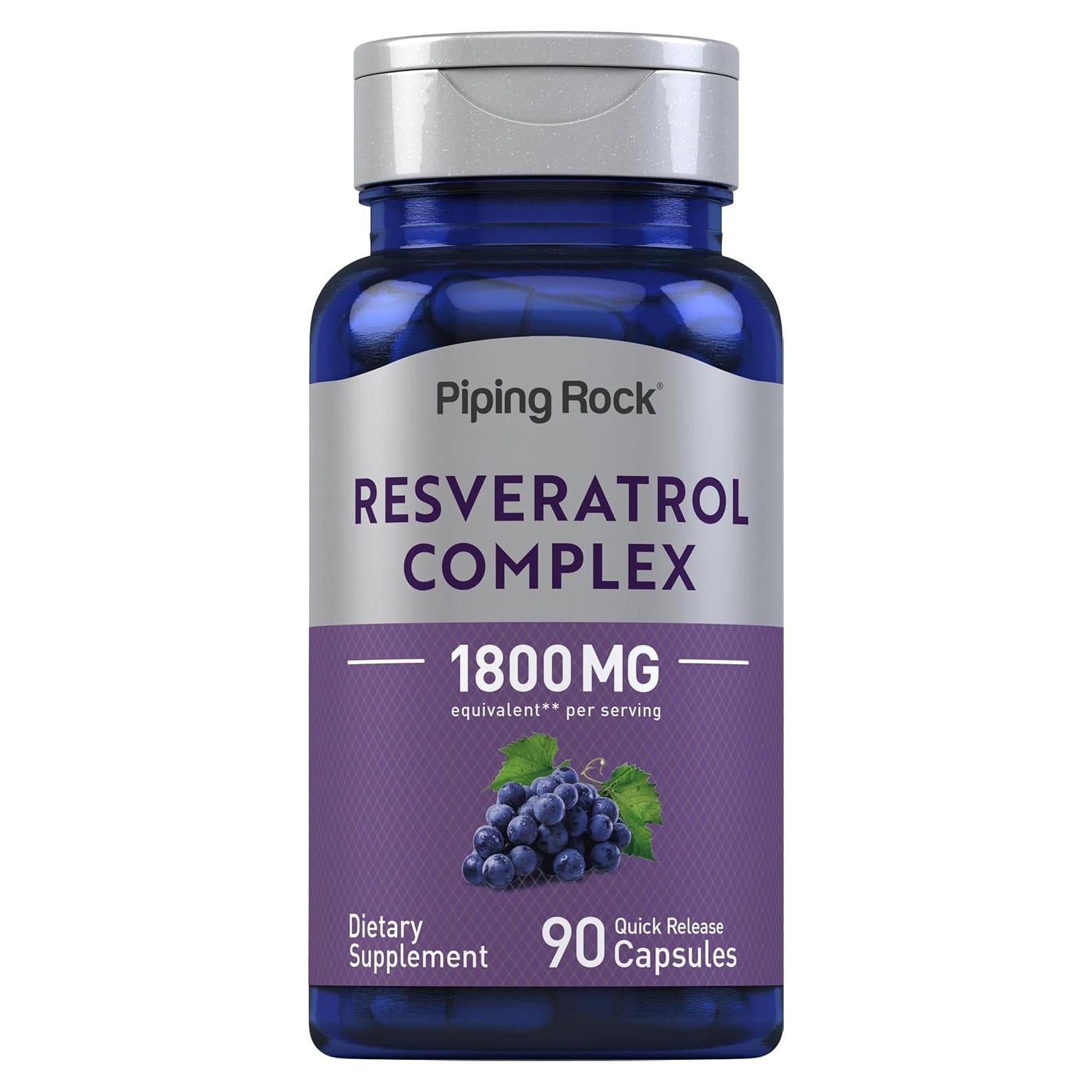 Complejo de Resveratrol Piping Rock 1800 mg | 90 Cápsulas | Sin OGM, Sin Gluten