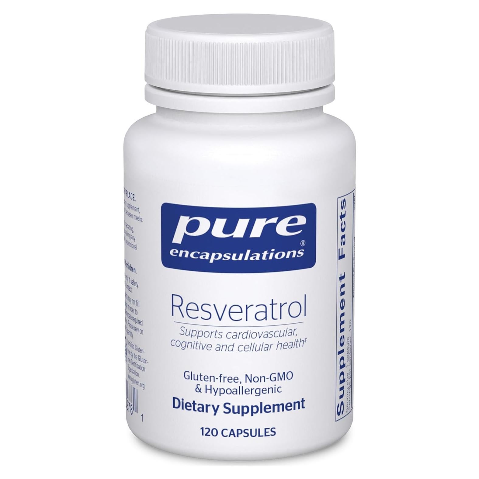 Suplemento Antioxidante Pure Encapsulations Resveratrol 40 mg - 120 Cápsulas