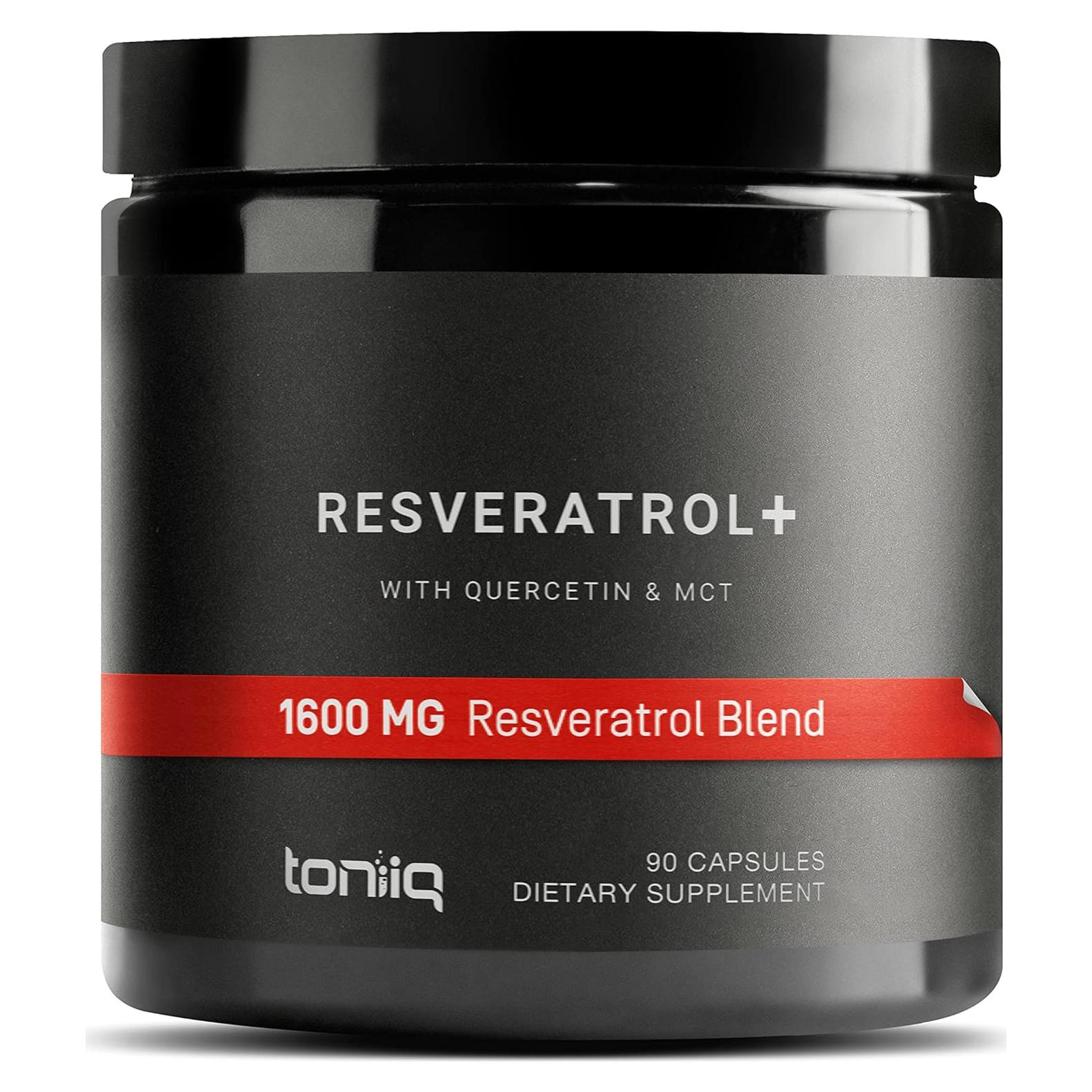 Suplemento de Resveratrol Toniiq 1600mg con Aceite MCT 90 Cápsulas