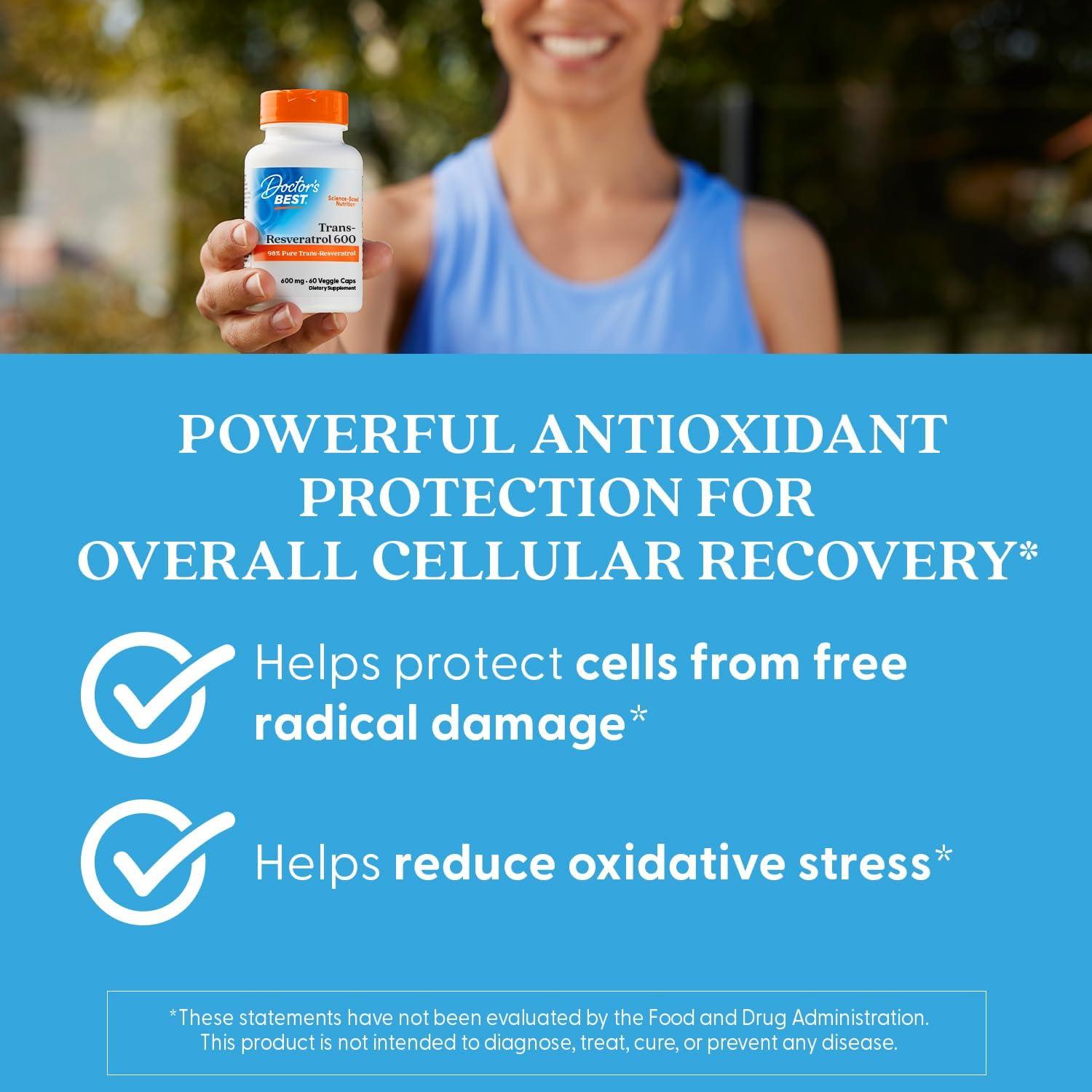 Trans-Resveratrol 600mg Doctor's Best - 60 Cápsulas Veganas