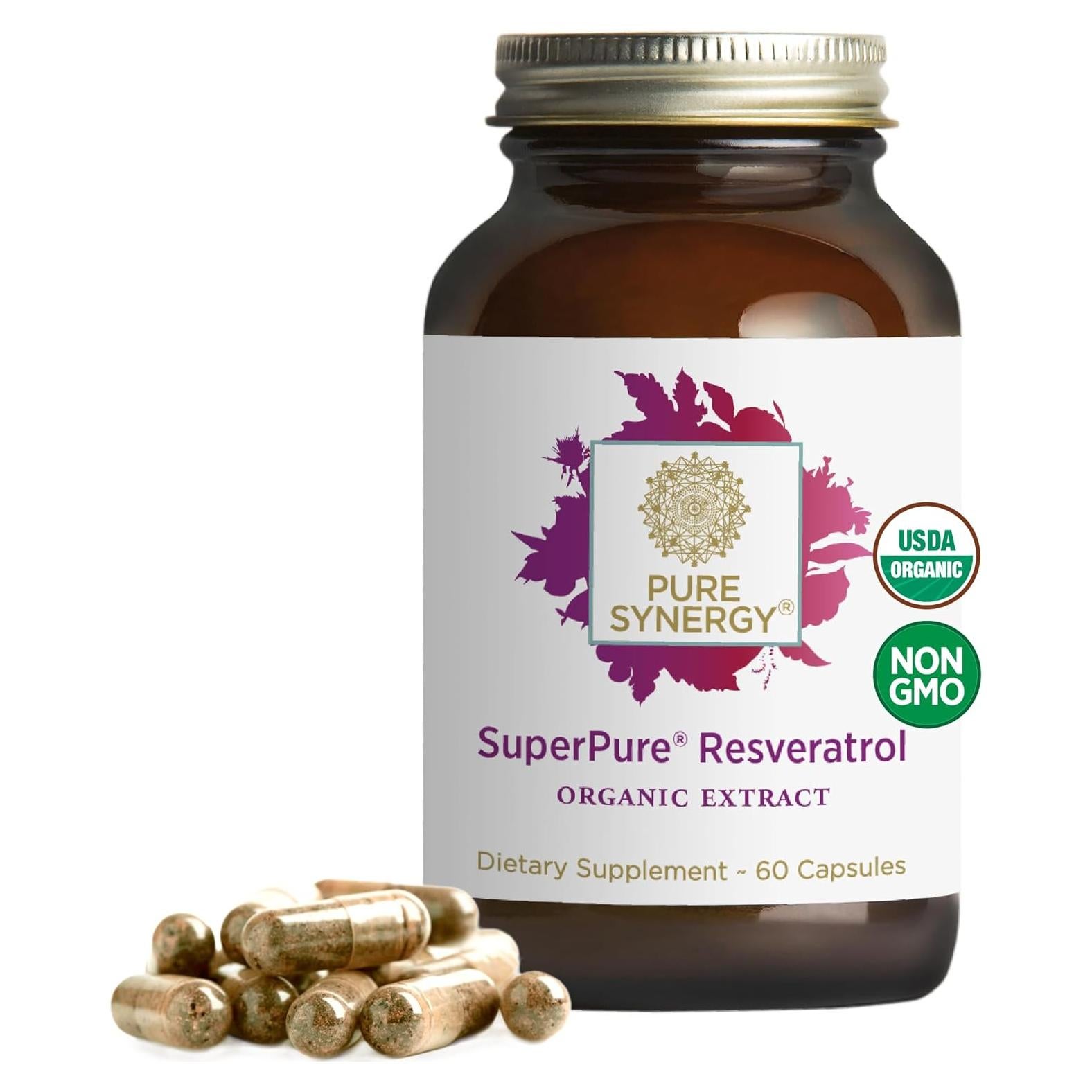 Suplemento de Resveratrol Orgánico Synergy 250 mg 60 Cápsulas