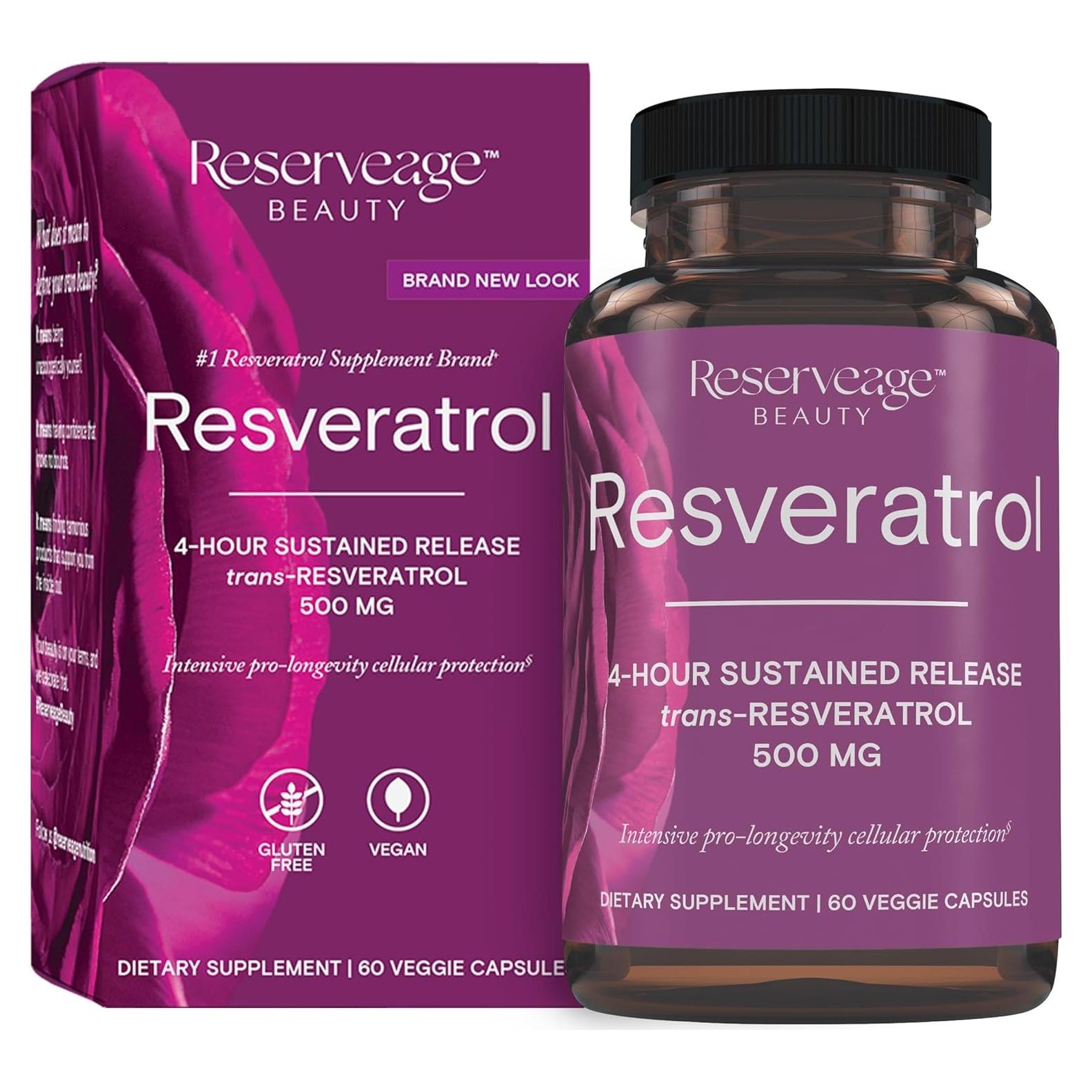 Suplemento Antioxidante Reserveage Resveratrol 500 mg 60 Cápsulas
