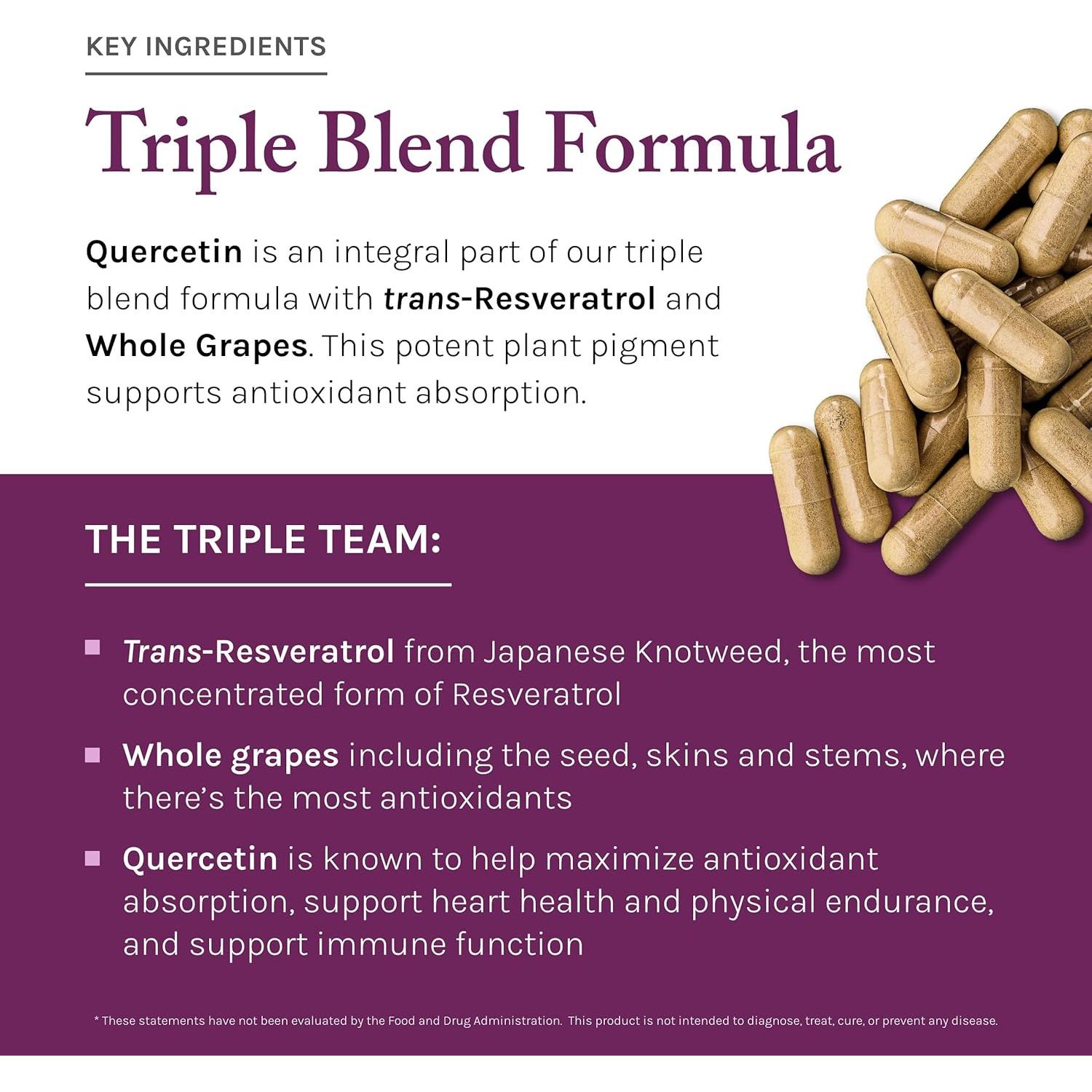 Suplemento Antioxidante Reserveage Resveratrol 500 mg 60 Cápsulas