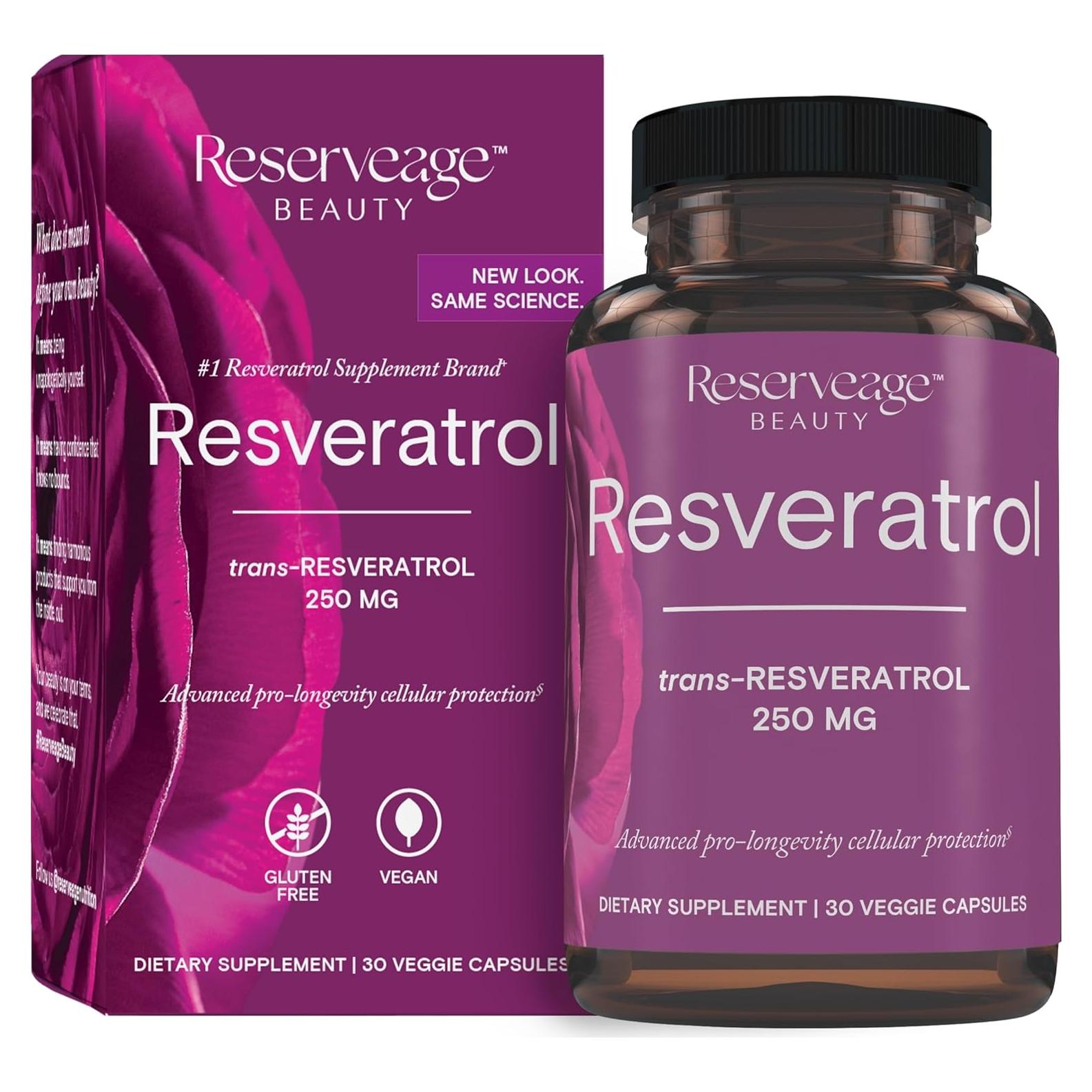 Suplemento Antioxidante Reserveage Resveratrol 250 mg 30 Cápsulas