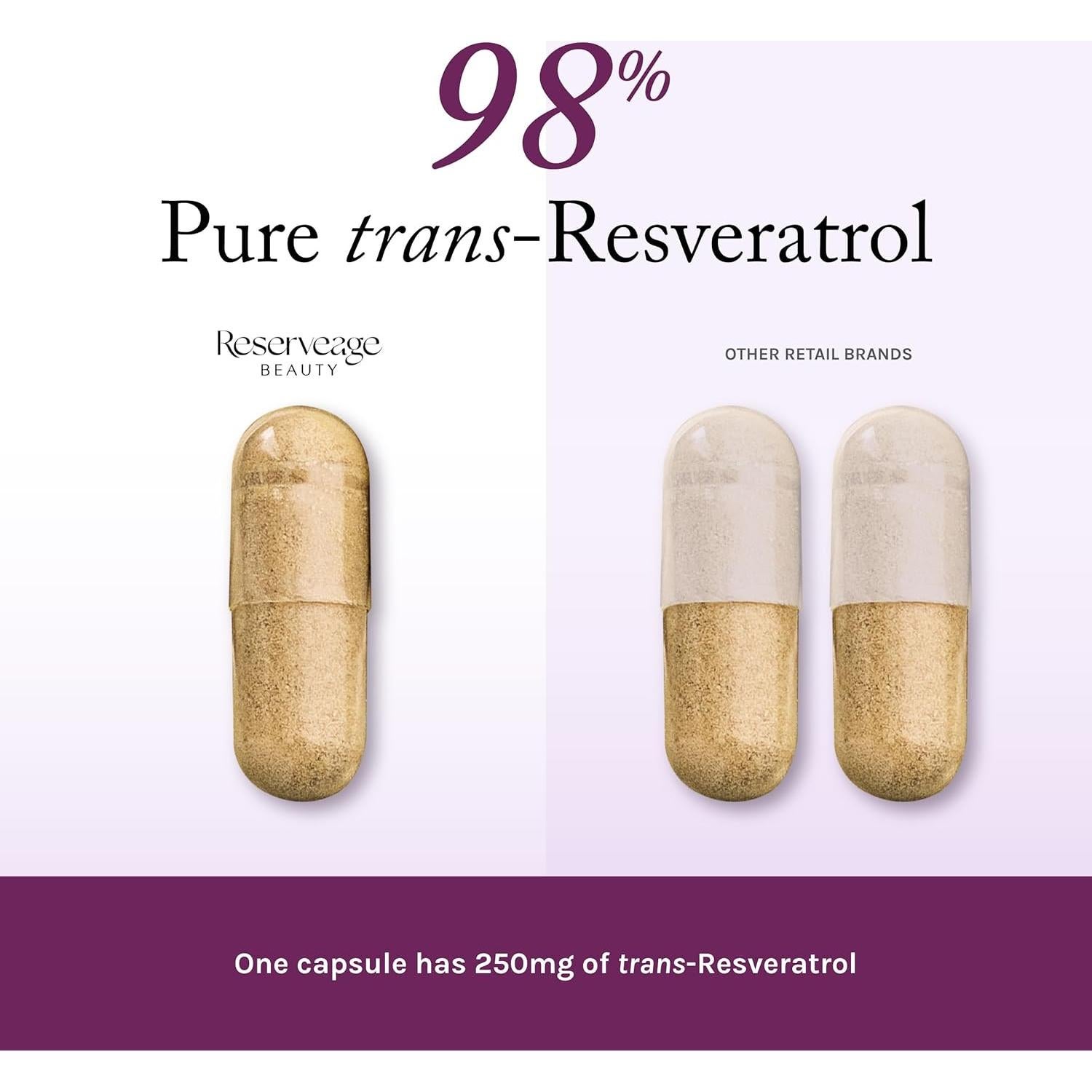 Suplemento Antioxidante Reserveage Resveratrol 250 mg 30 Cápsulas