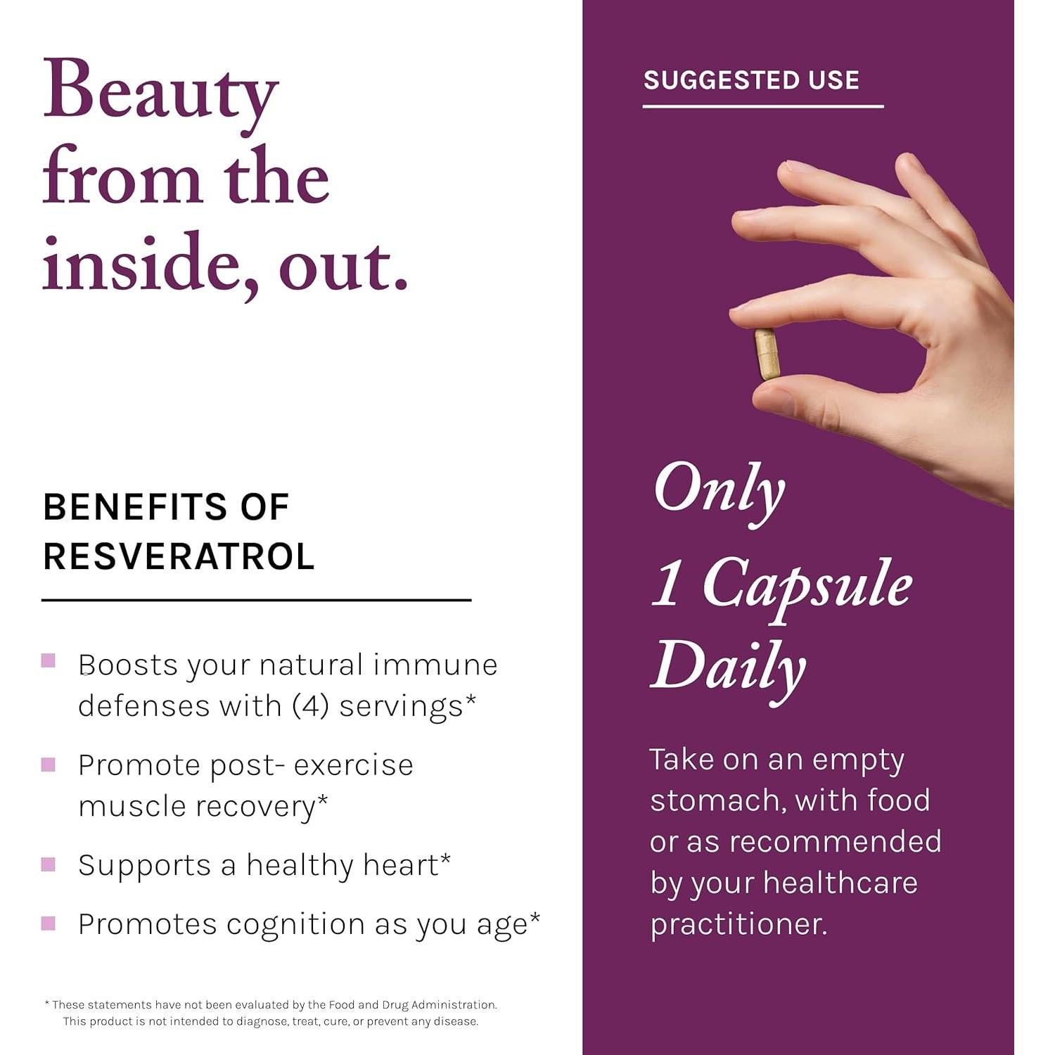 Suplemento Antioxidante Reserveage Resveratrol 250 mg 30 Cápsulas