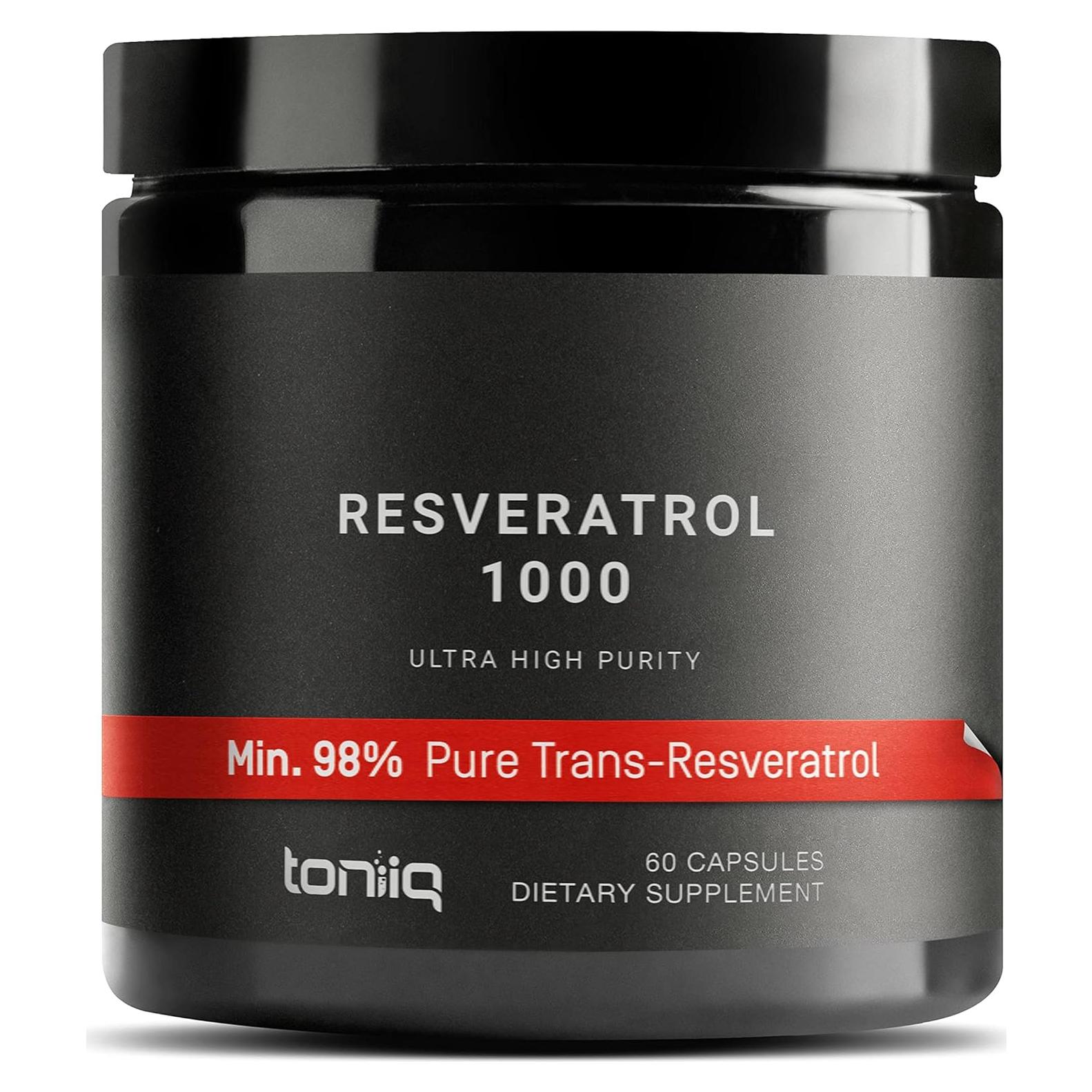 Suplemento de Resveratrol 1000mg Toniiq - 98% Puro - 60 Cápsulas