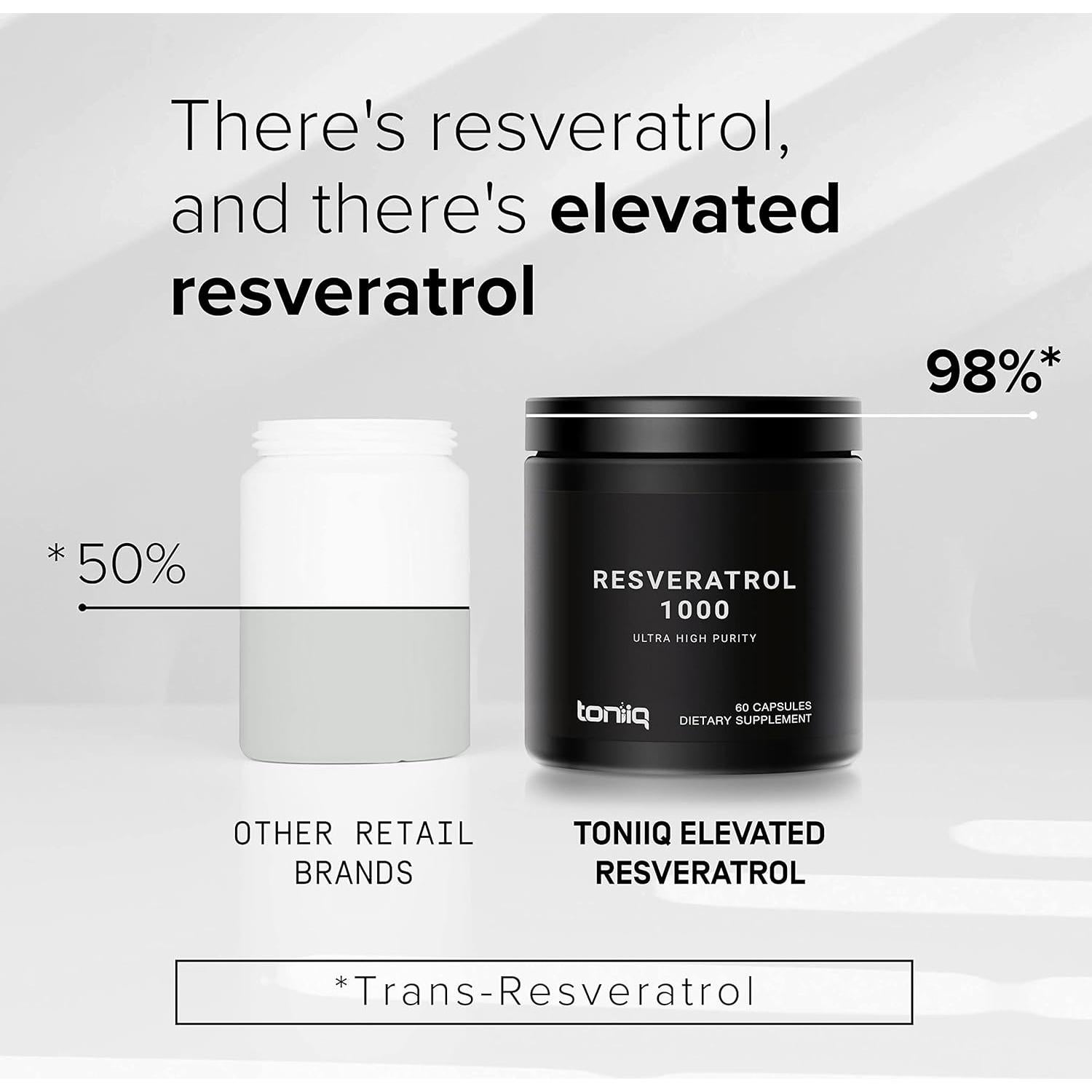 Suplemento de Resveratrol 1000mg Toniiq - 98% Puro - 60 Cápsulas