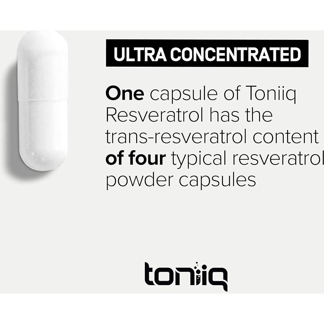 Suplemento de Resveratrol 1000mg Toniiq - 98% Puro - 60 Cápsulas