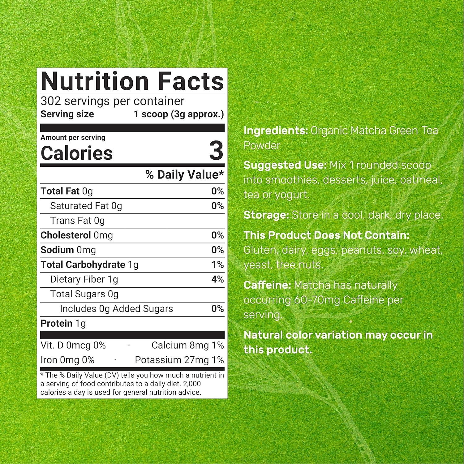 Polvo de Té Verde Matcha Orgánico Deal Supplement 907g - Grado Culinario