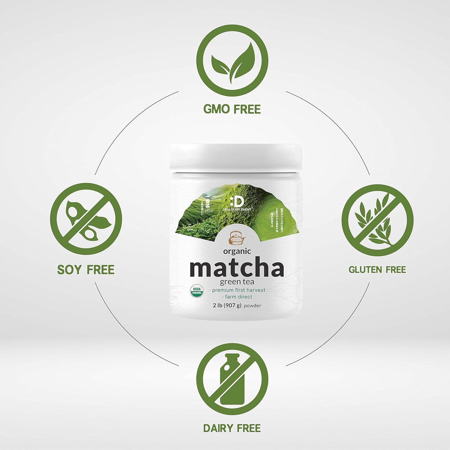 Polvo de Té Verde Matcha Orgánico Deal Supplement 907g - Grado Culinario