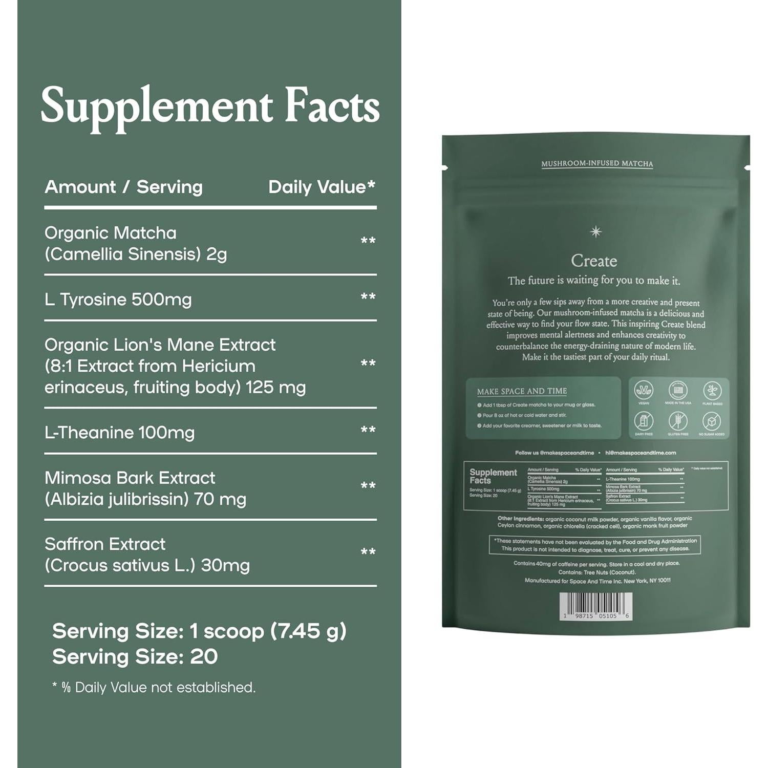 Té de Matcha Orgánico SPACE AND TIME - 148.8g - Creatividad y Energía