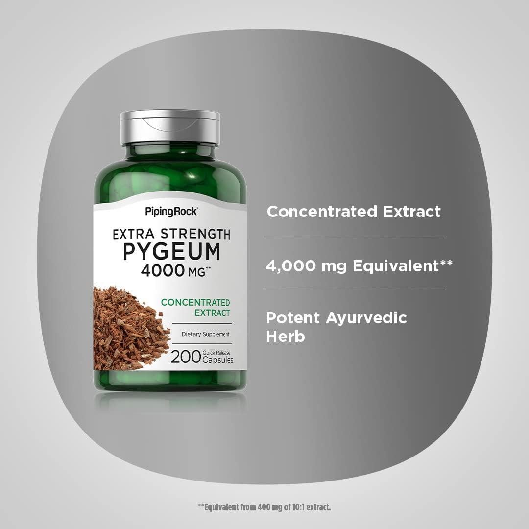 Suplemento de Pygeum Piping Rock 4000 mg - 200 Cápsulas