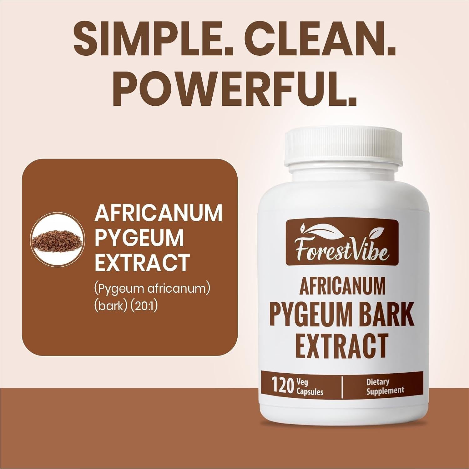 Suplemento de Pygeum Africanum 500mg - ForestVibe - 120 Cápsulas Veganas