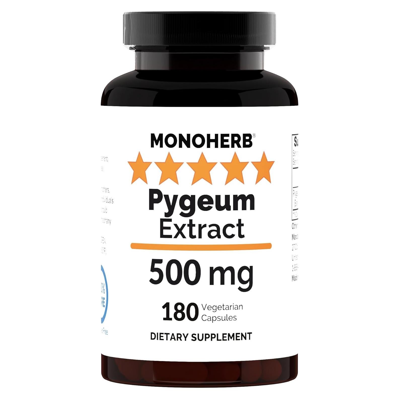 Extracto de Pygeum Monoherb 500 mg - 180 Cápsulas Vegetales