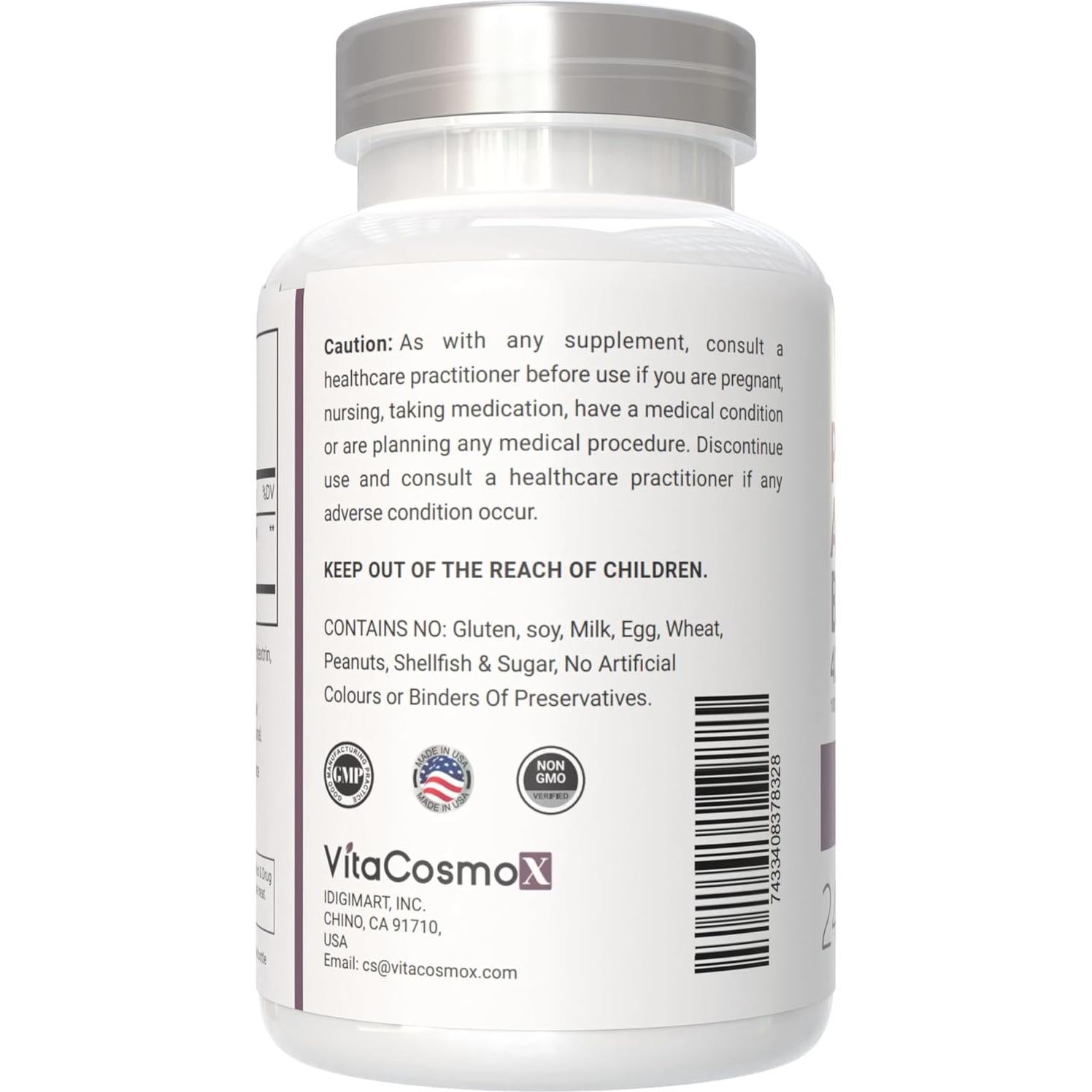 Suplemento de Pygeum Africanum VitaCosmoX 240 Cápsulas Veganas