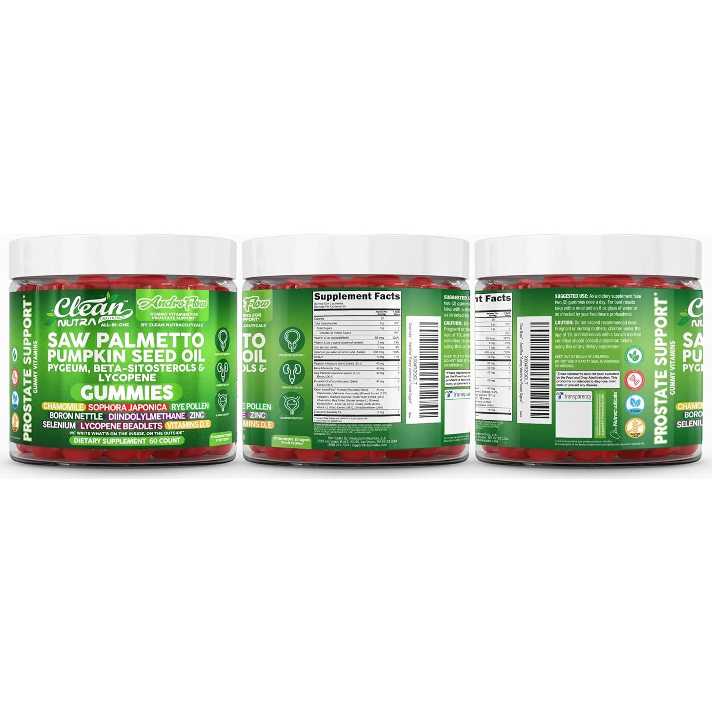 Gummies Prostáticos Clean Nutra con Palma Enana y Calabaza 60 Unidades