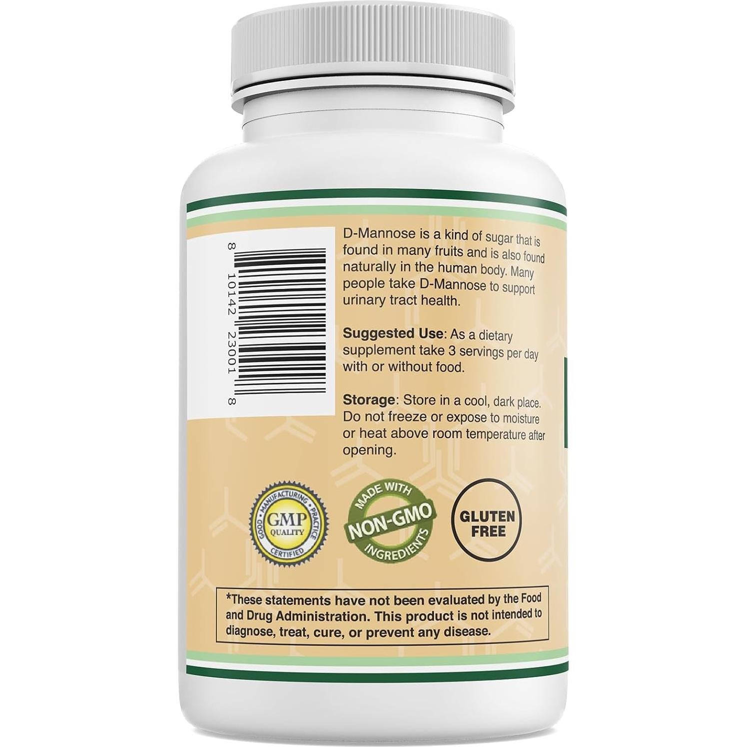 Doble Madera D-Mannosa 500mg 90 Cápsulas Veganas Sin Gluten