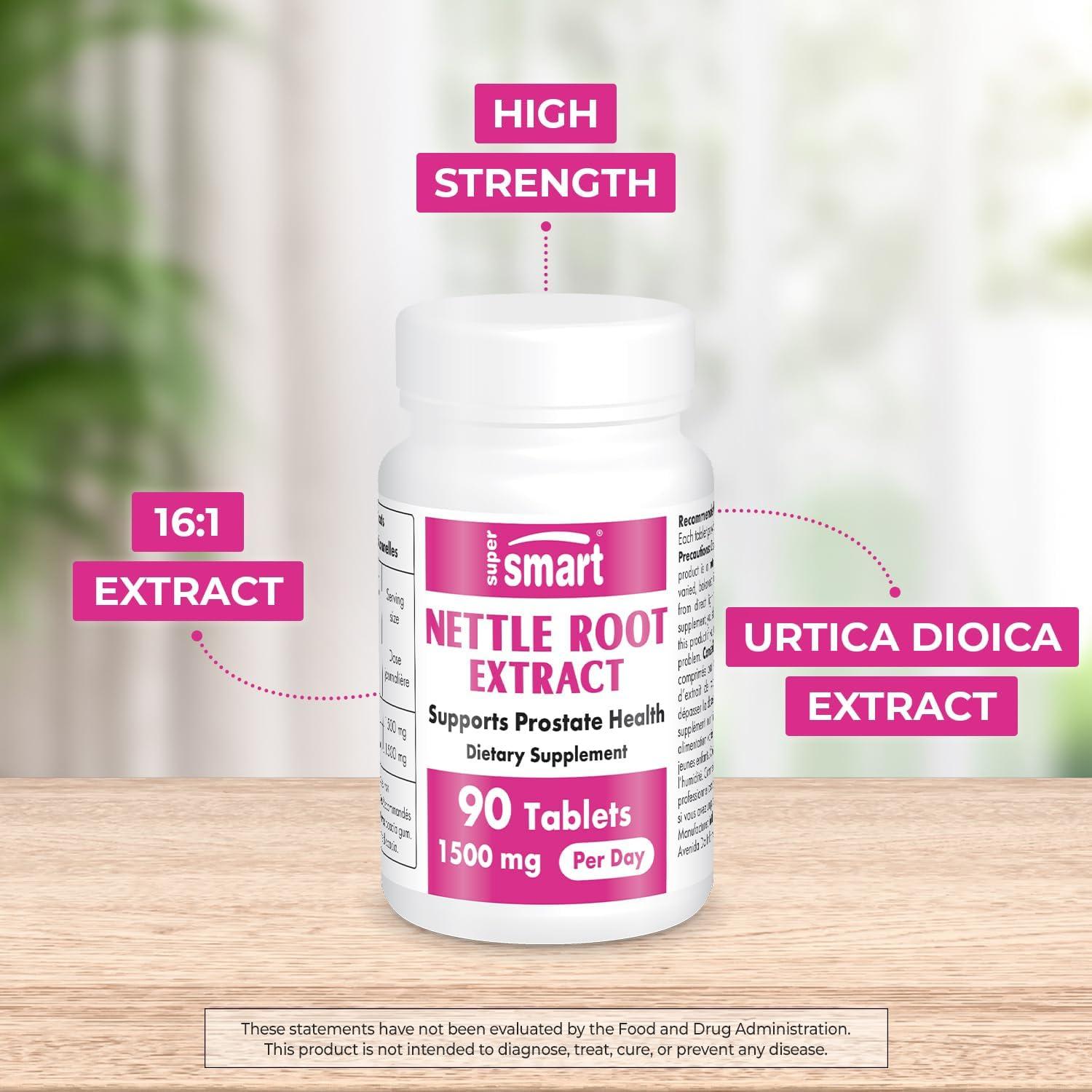 Suplemento de Raíz de Ortiga Picante Supersmart 1500 mg - 90 Tabletas