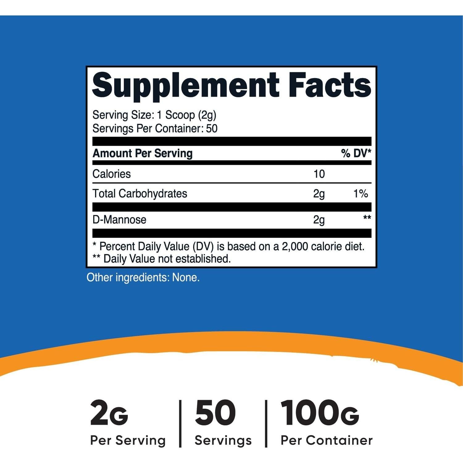 D-Mannose en Polvo Nutricost 100g - Sin OGM y Sin Gluten