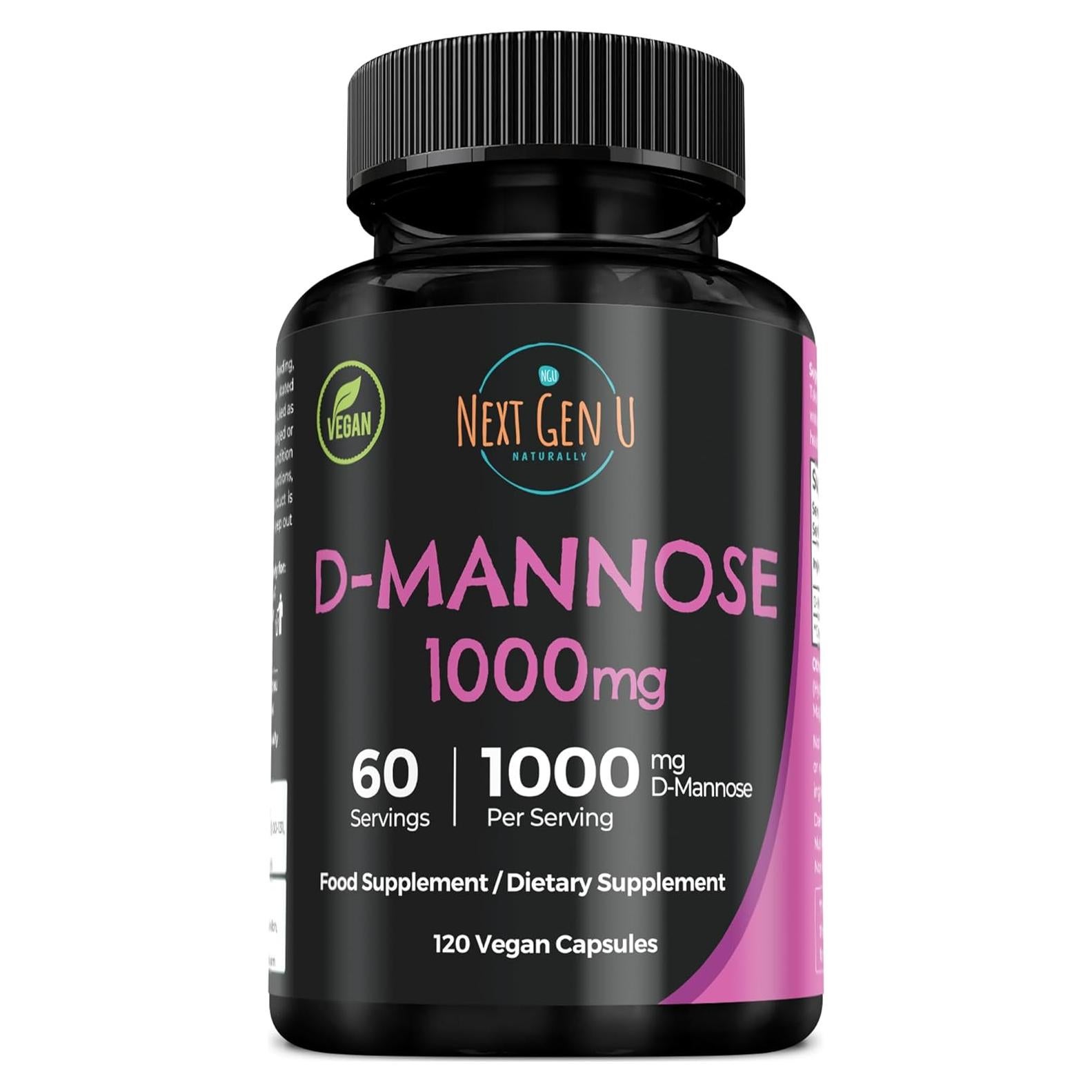 D-Mannose 1000 mg NextGenU - 120 Tabletas Veganas para Salud Urinaria