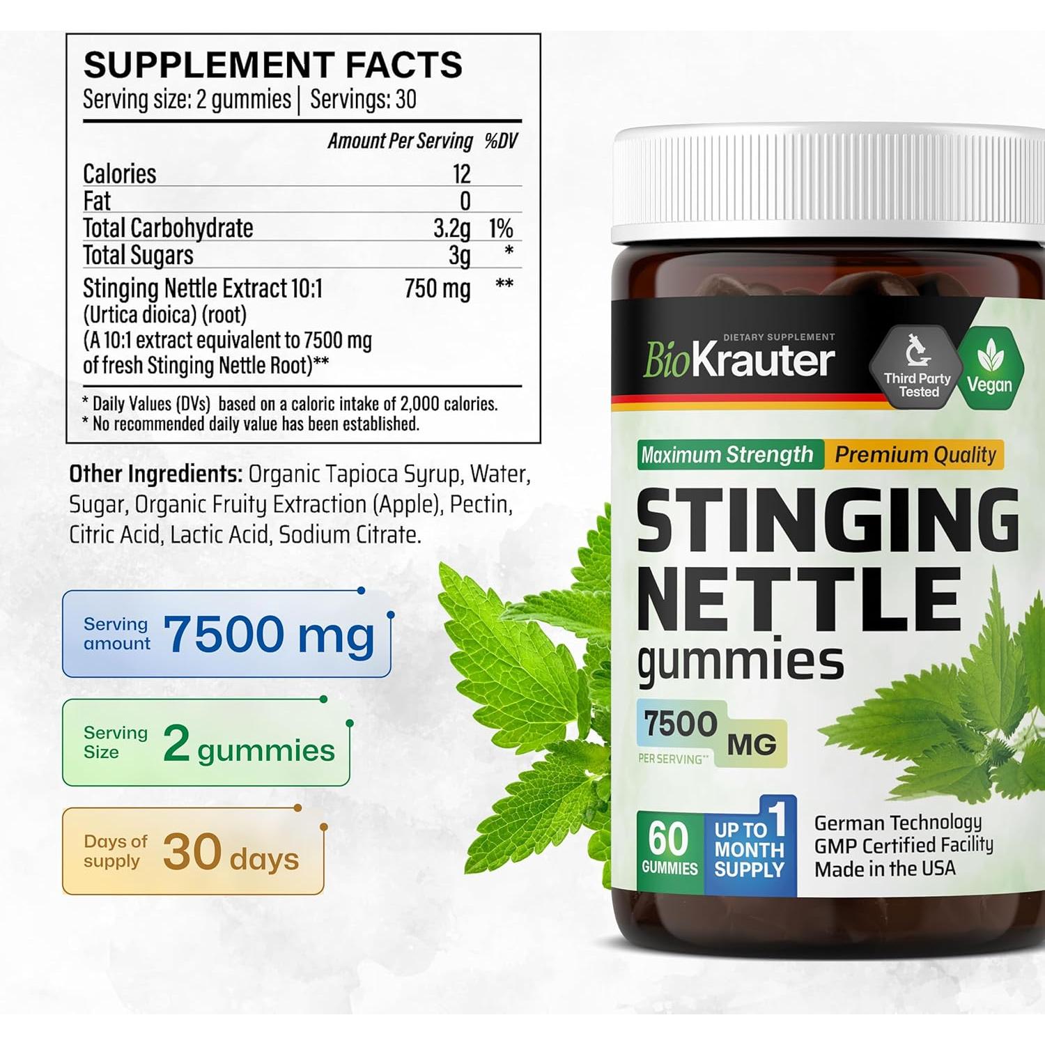 Gominolas Veganas BioKrauter de Ortiga 7500 mg - 60 Masticables