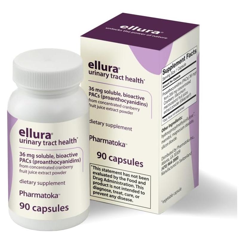 Ellura 36 mg - Suplemento de Salud Urinaria Pharmatoka, 90 Cápsulas
