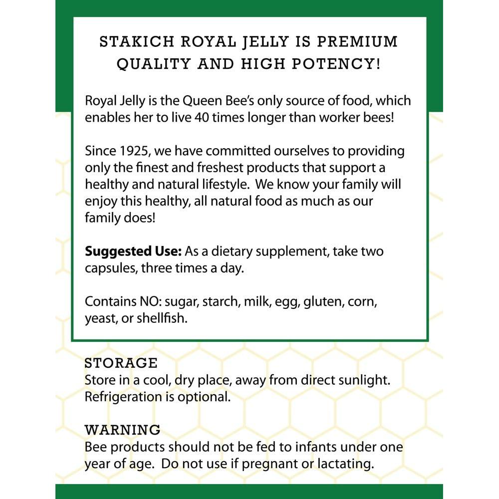 Cápsulas de Jalea Real 500 mg Stakich - 200 unidades